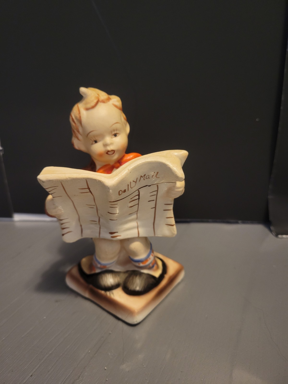 Vintage Lefton American Children News Porcelain Figurine Daily Mail Mcm