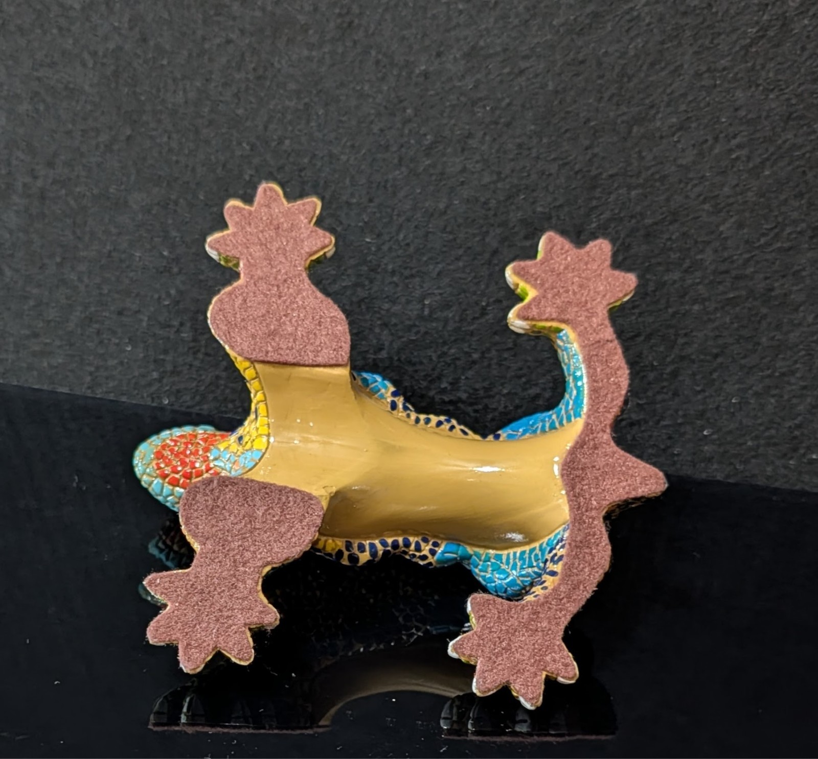 Vintage Gaudi Style EL DRAC Mosaic Salamander Hand Painted Ceramic Figurine, 5″