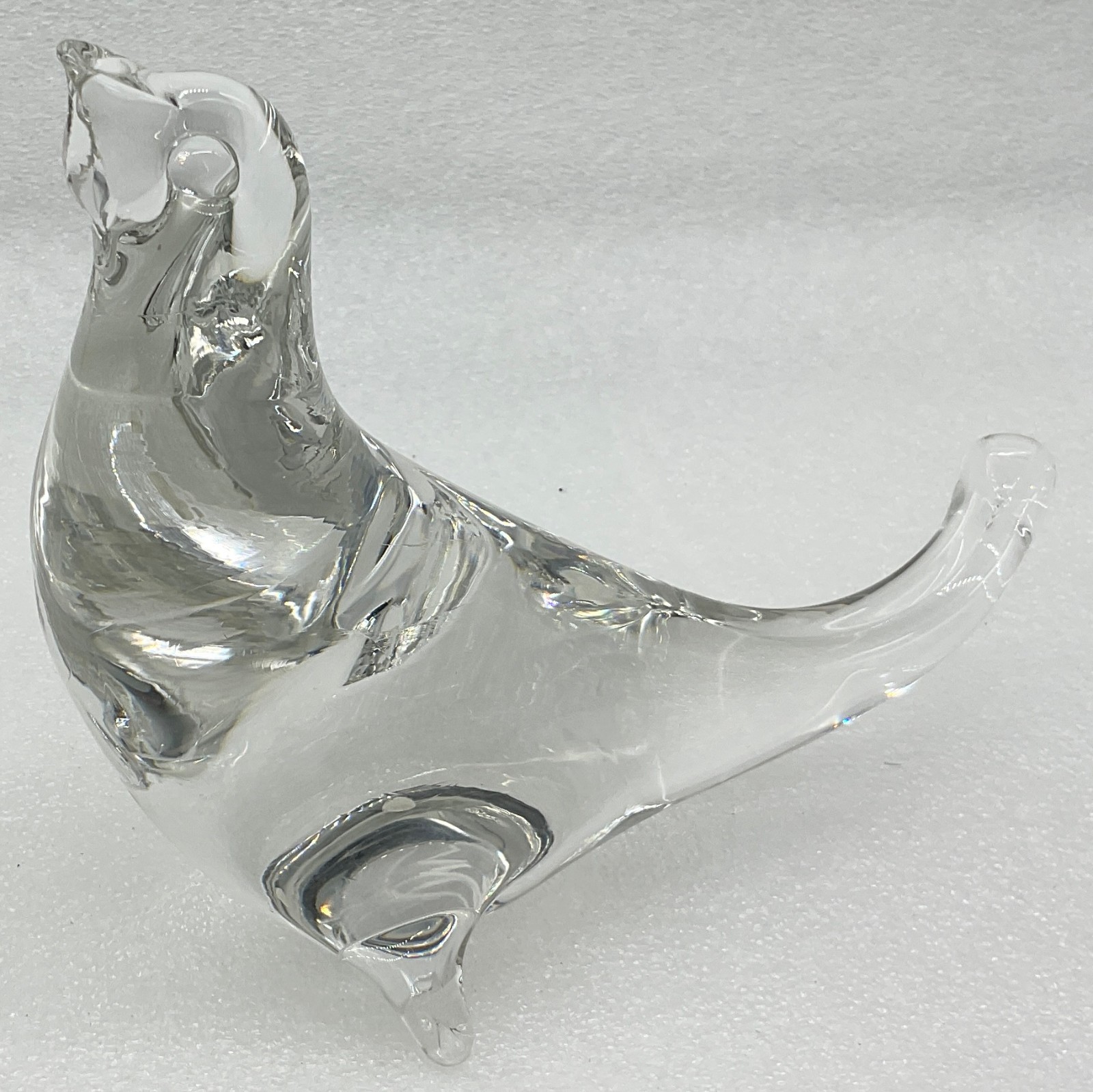 Vintage Crystal Seal Art Glass Figurine Paperweight – Signed NV