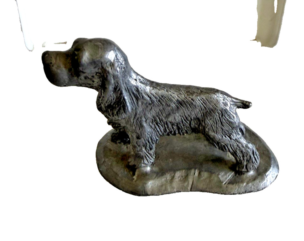 Michael Ricker Vintage Pewter Cocker Spaniel Dog Figurine Collectible Sculpture