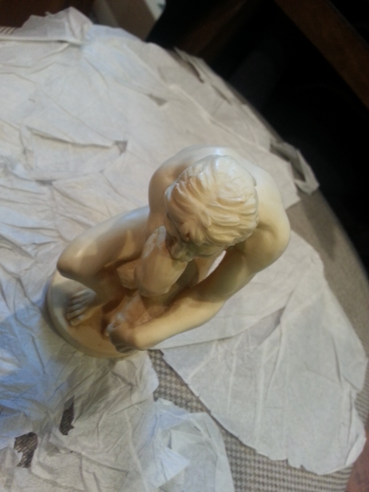 Vintage signed A. SANTINI Italian “Thinking Man” Resin Made Nude Classic Figure