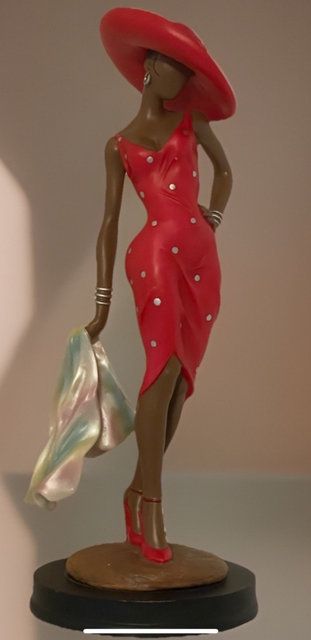 African American Annie Lee Figurine, Red Polka Dot Dress, Sassy in Red- 10.5″H