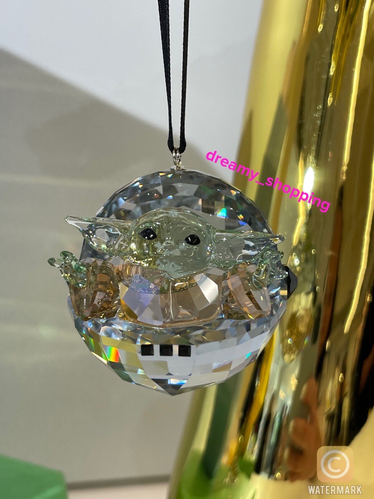 NIB Swarovski Disney Star Wars The Mandalorian Grogu Baby Yoda Ornament #5652545