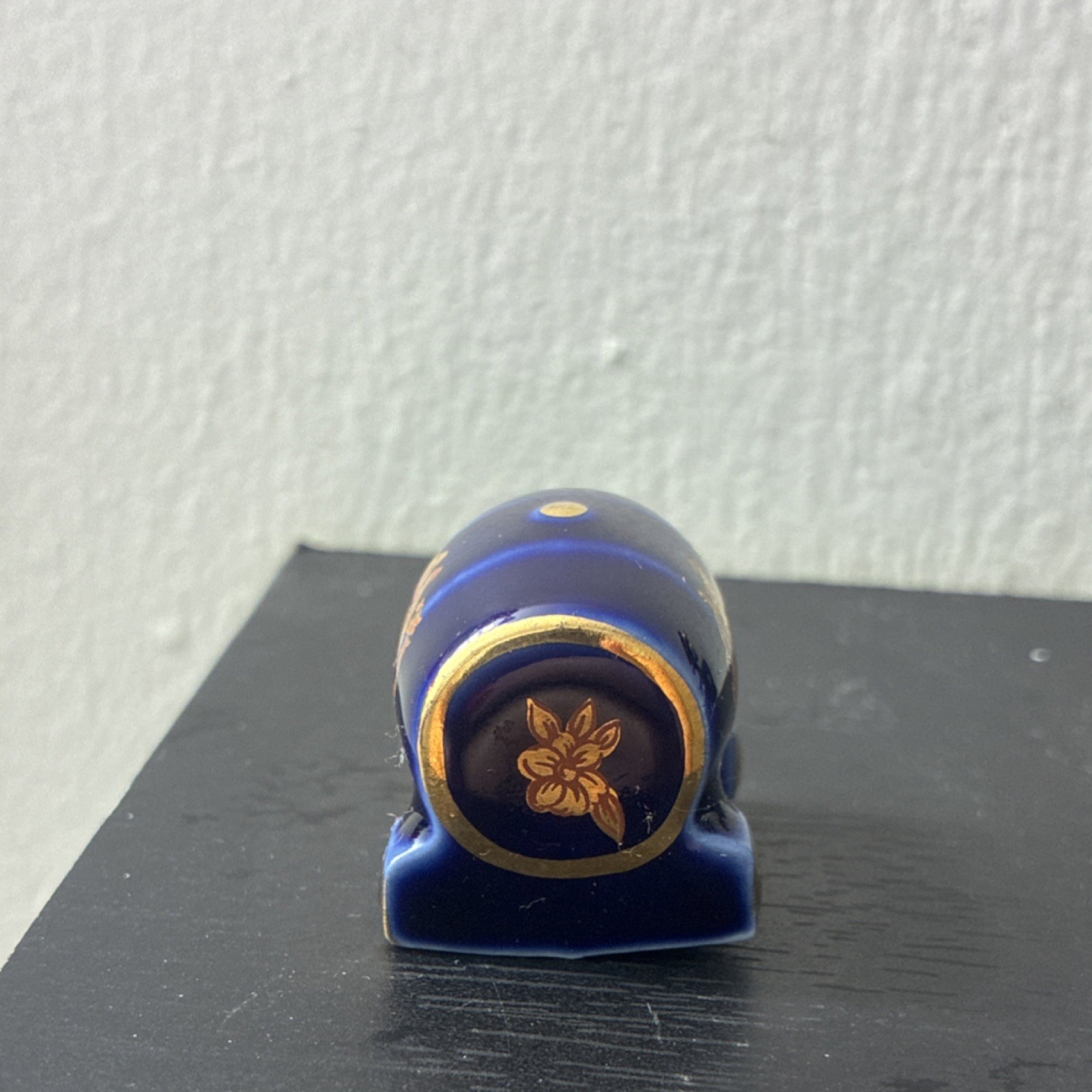 Blue Gold Ceramic Glossy Vintage Telephone Figurine for Any Room