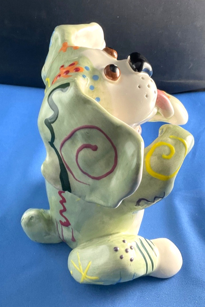 Whimsiclay by Amy Lacombe Ditzy Dog Figurine 5.5” Tall Eclectic Hand Painted