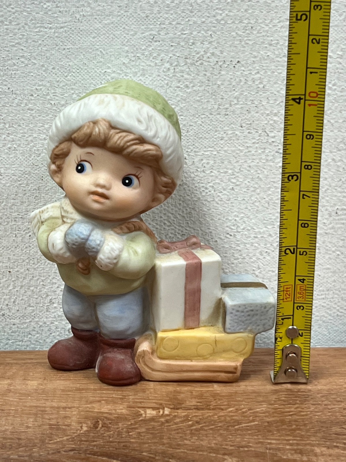 Homco Vintage Christmas 5556 Porcelain Christmas Boy with Presents