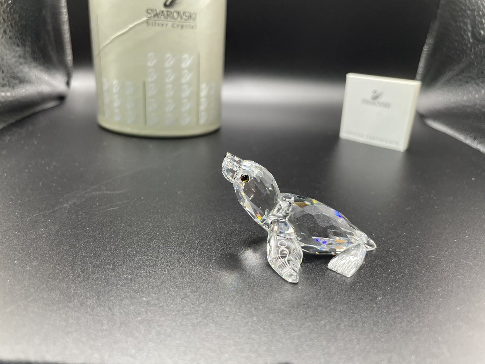 Swarovski Baby Seal With Black Wiskers. Artist Autographed. MIB/COA