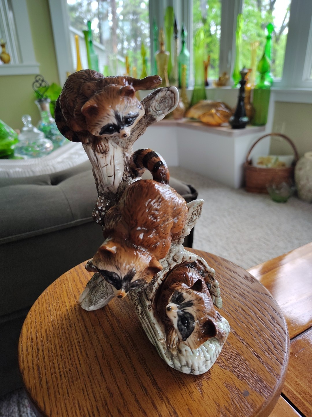 Masterpiece By Homco Ceramic Racoons Figurine