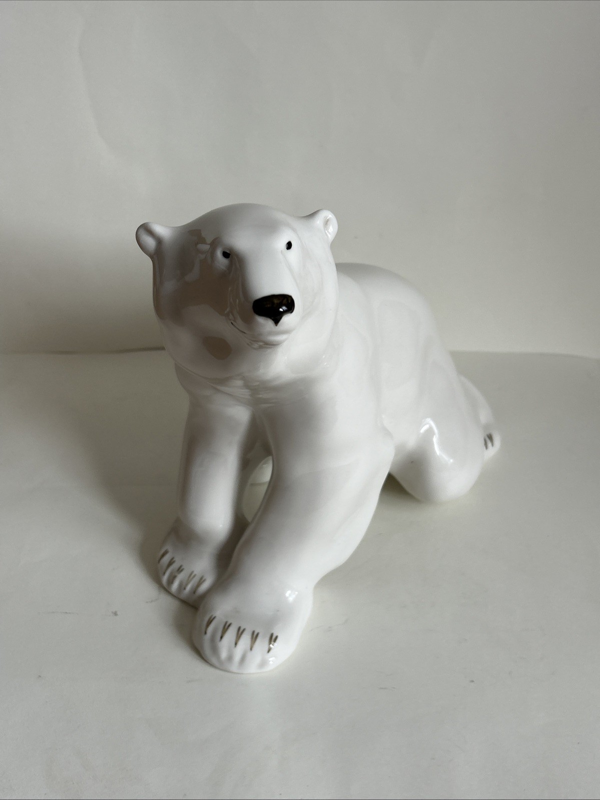Vintage Lomonosov White Porcelain Polar Bear Figurine USSR