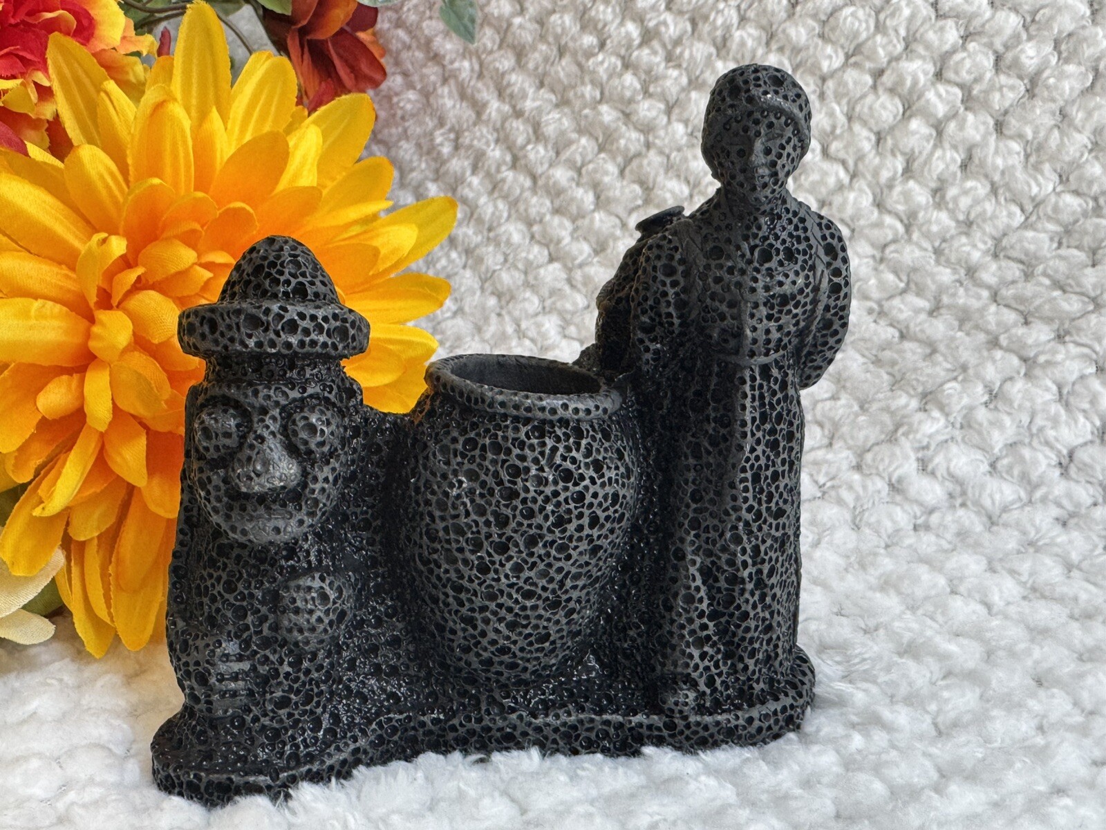 Vintage Lava Stone Figurine-Wimean With Camel & Vessel-Mid Eastern/N. Africa Sty