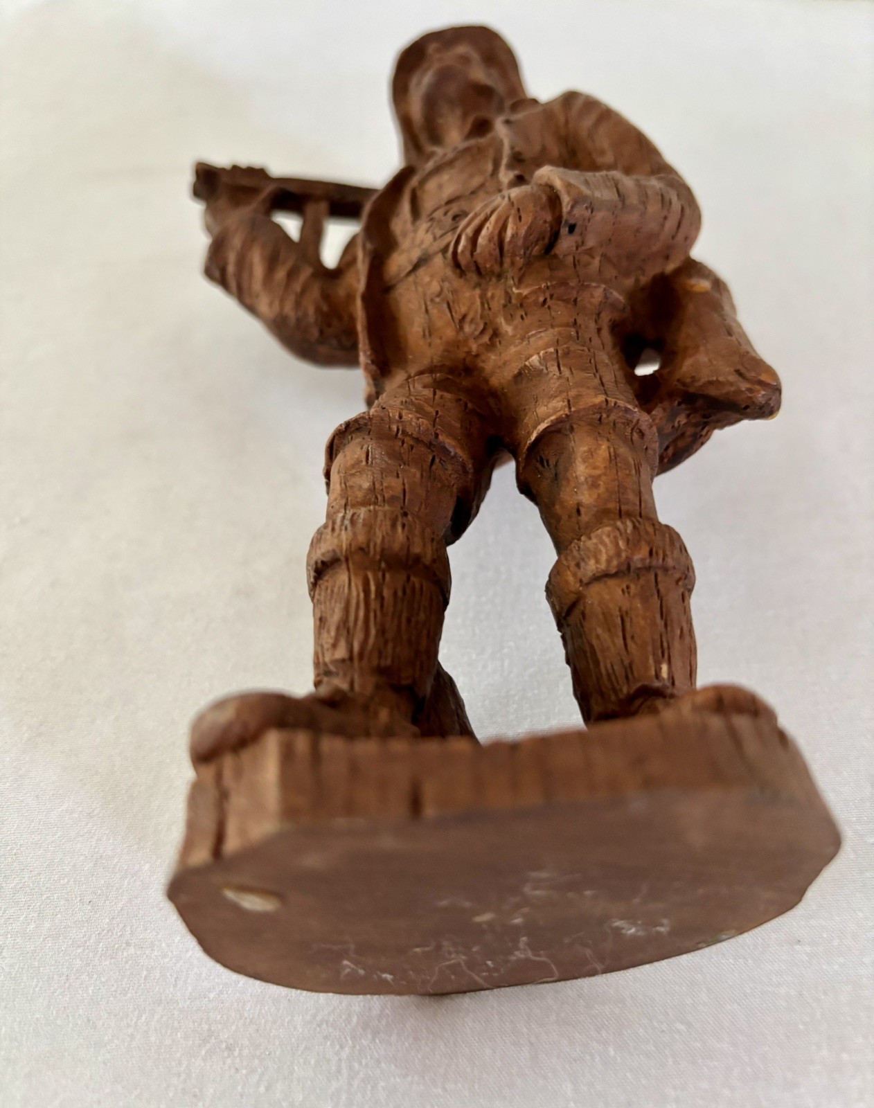 Vintage 7” Black Forest Wood Hand Carved Hunter With Shotgun And Deer