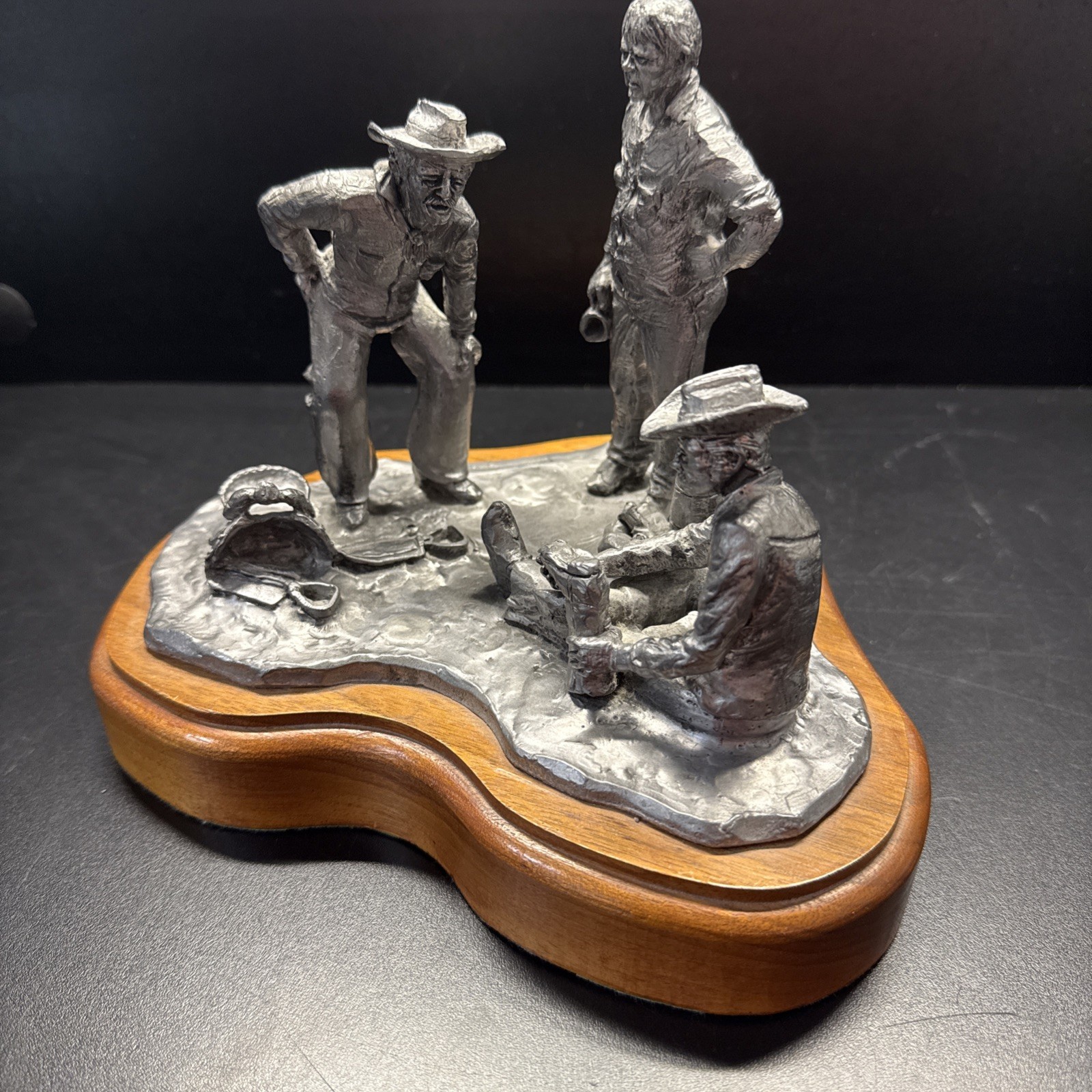 Michael Ricker RB Pewter Sculpture Campfire Cowboys Coffee Boots #330 Retired