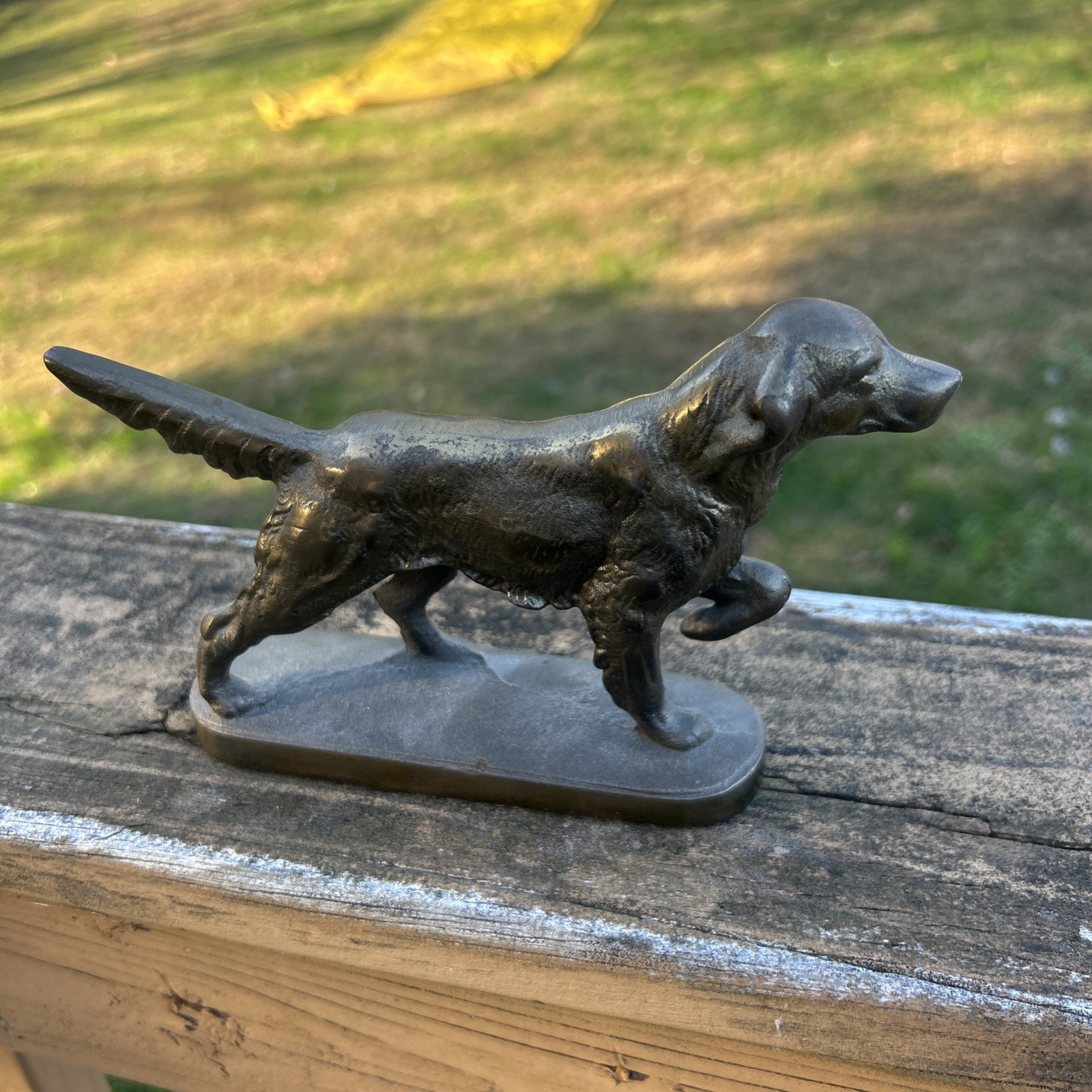 Vintage Heavy Bronze Color Metal Heavy Dog Figurine Very Nice!