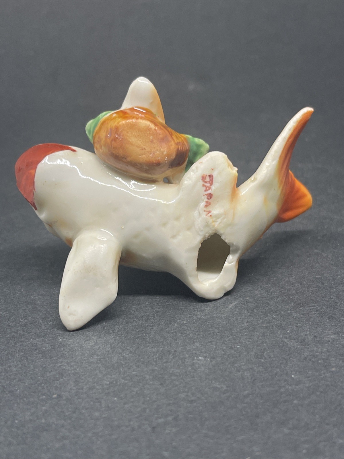 Vintage Anthropomorphic Orange Goldfish Koi Fish w/ Basket Figurine Japan