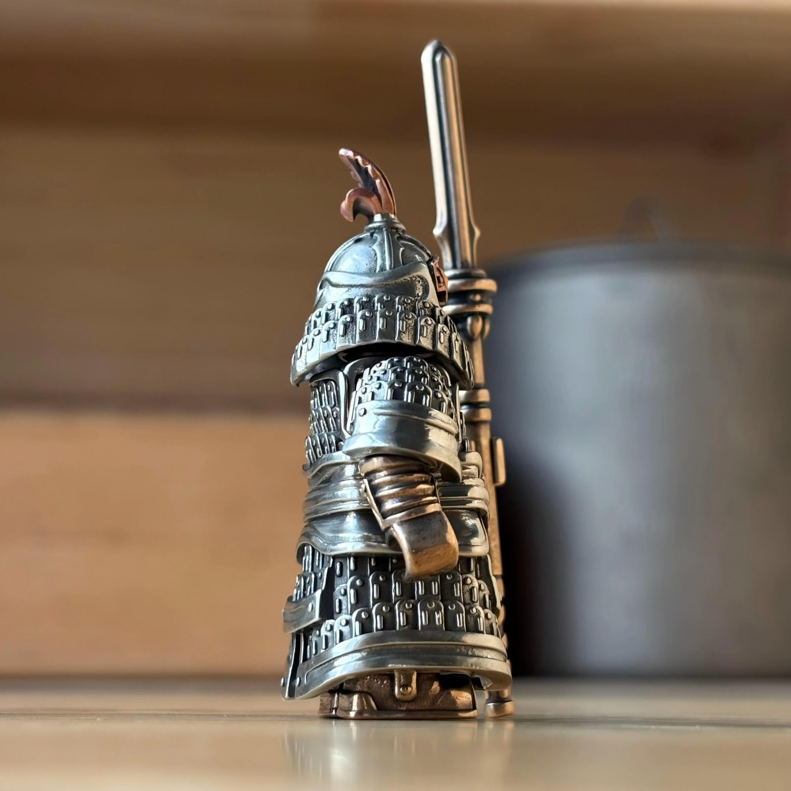 Iron Soldier Figurine, Jin Dynasty Magnetic Metal Warrior, Detachable Armor