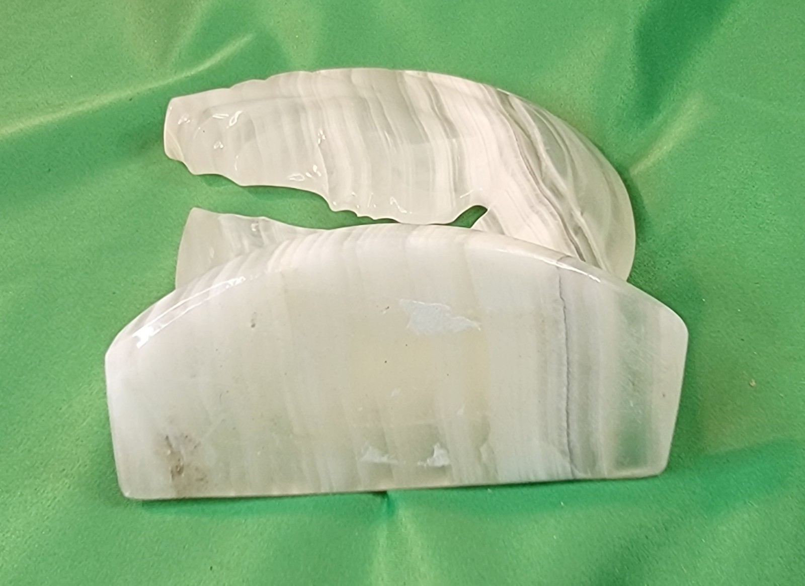 SOLID CLEAR & WHITE FROSTED VEINED MARBLE SCULPTURE FIGURINE Mother and Child