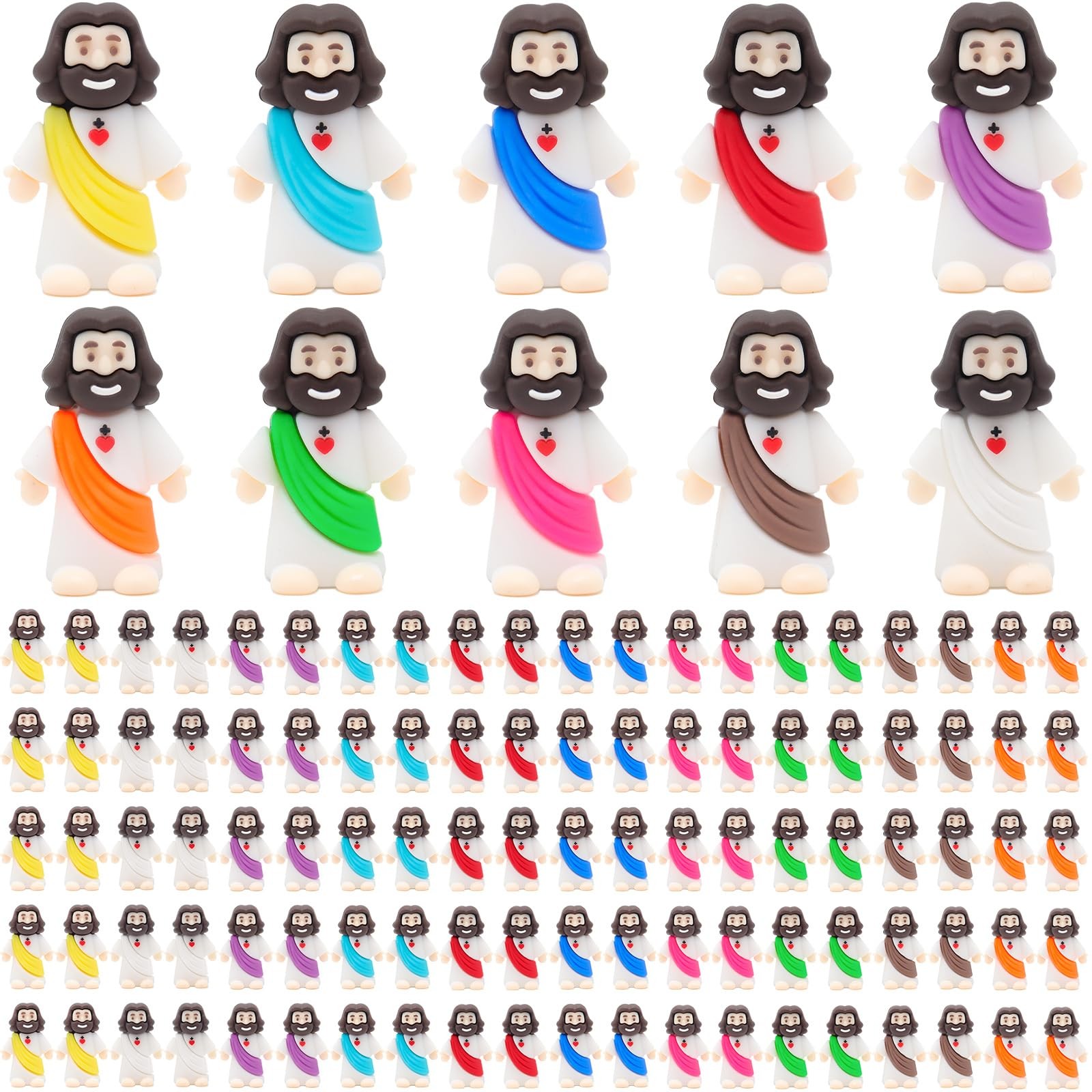 100 Mini Jesus Figures PVC Rubber Religious Catholic Christian Party Favors East