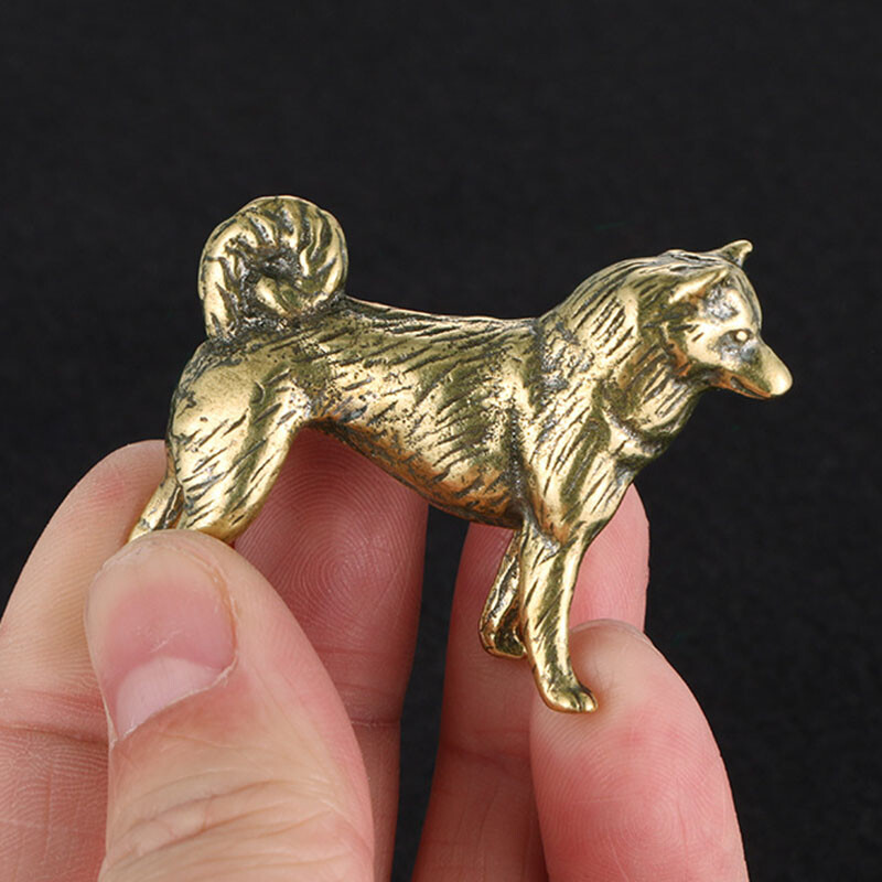 Solid Brass Dog Figurine Small Statue Home Ornaments Animal Figurines Gift