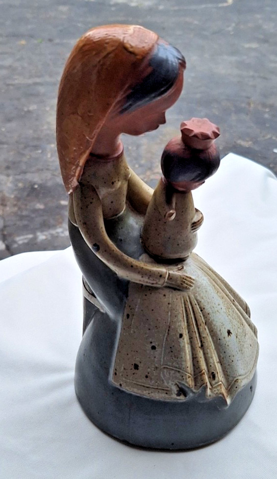 Mother And Child Handmade Sculpted Ceramic Figurine 10″