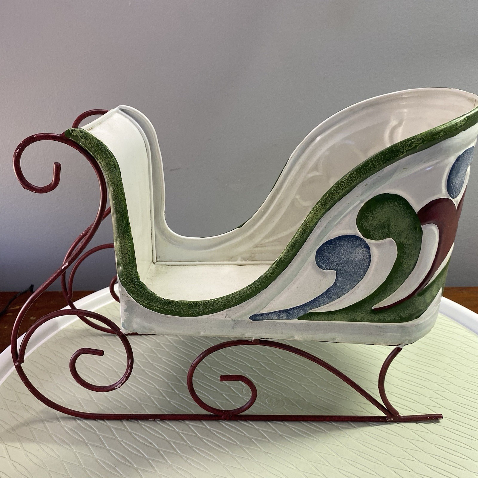 Jim Shore Metal Christmas SLEIGH “Delivering Joy” 2012 Holiday Living 11.5”Long