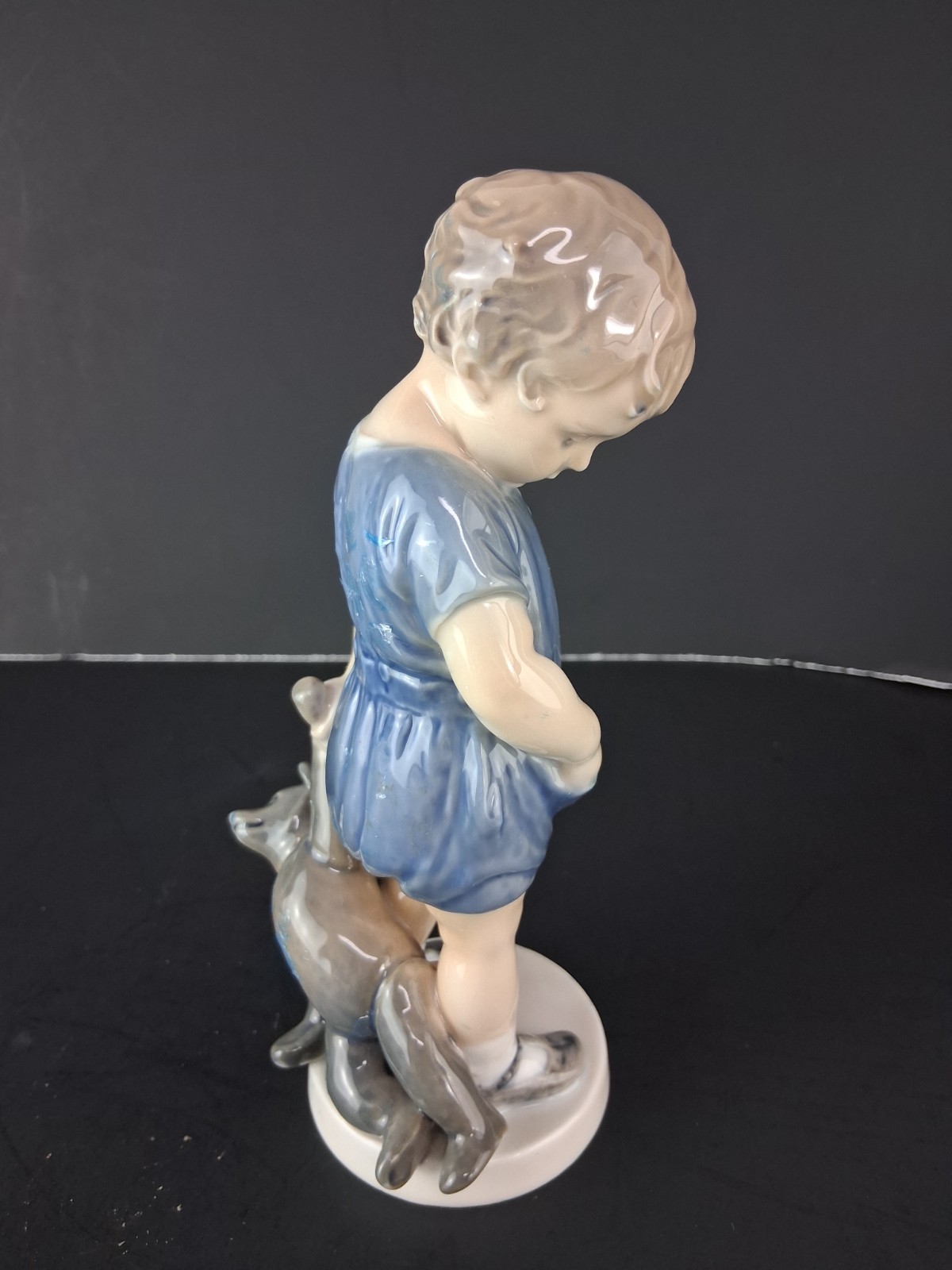 Royal Copenhagen Figure Boy Holding Teddy Bear #3468 7 1/4″ Made in Denmark