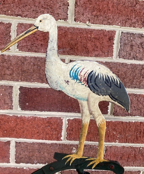 Vtg. Iron Stork & Fish Pendulum Balance Toy Skyhook Counterbalance Folk Art 20″