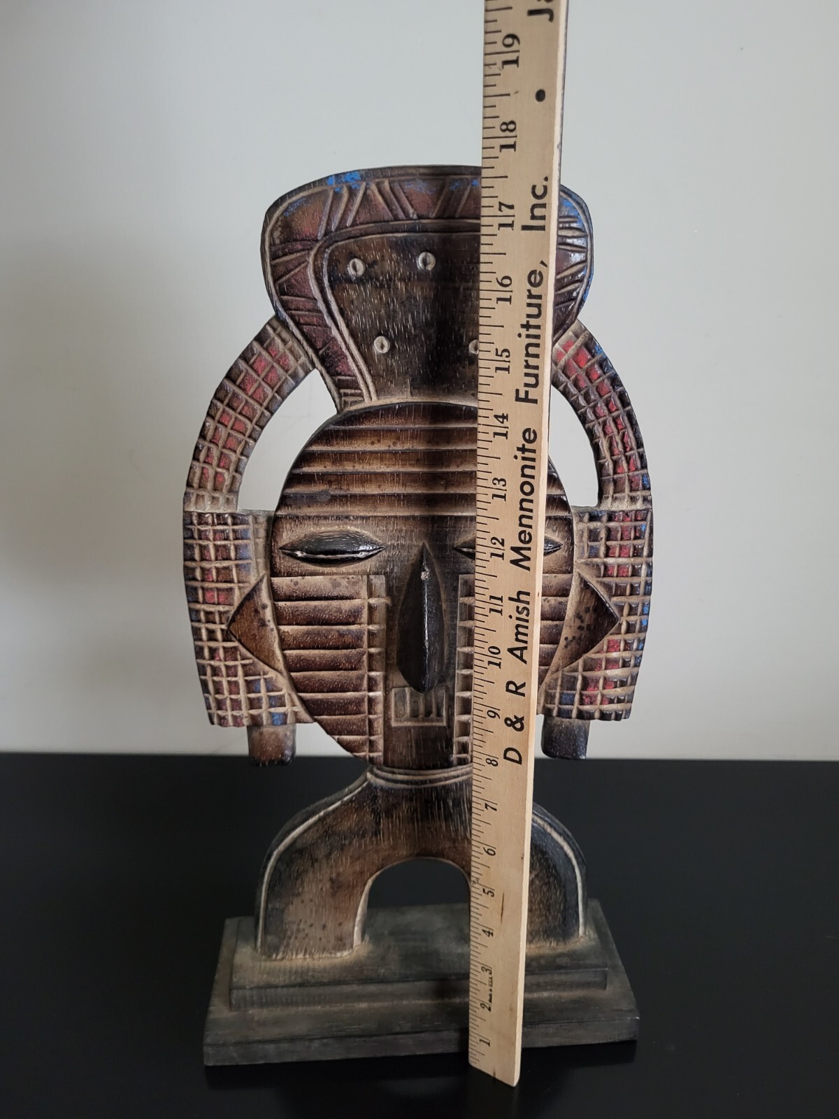 Vintage Sculpture Support Mask Of An Inca Balsa Wood 17.5 Inches Tall