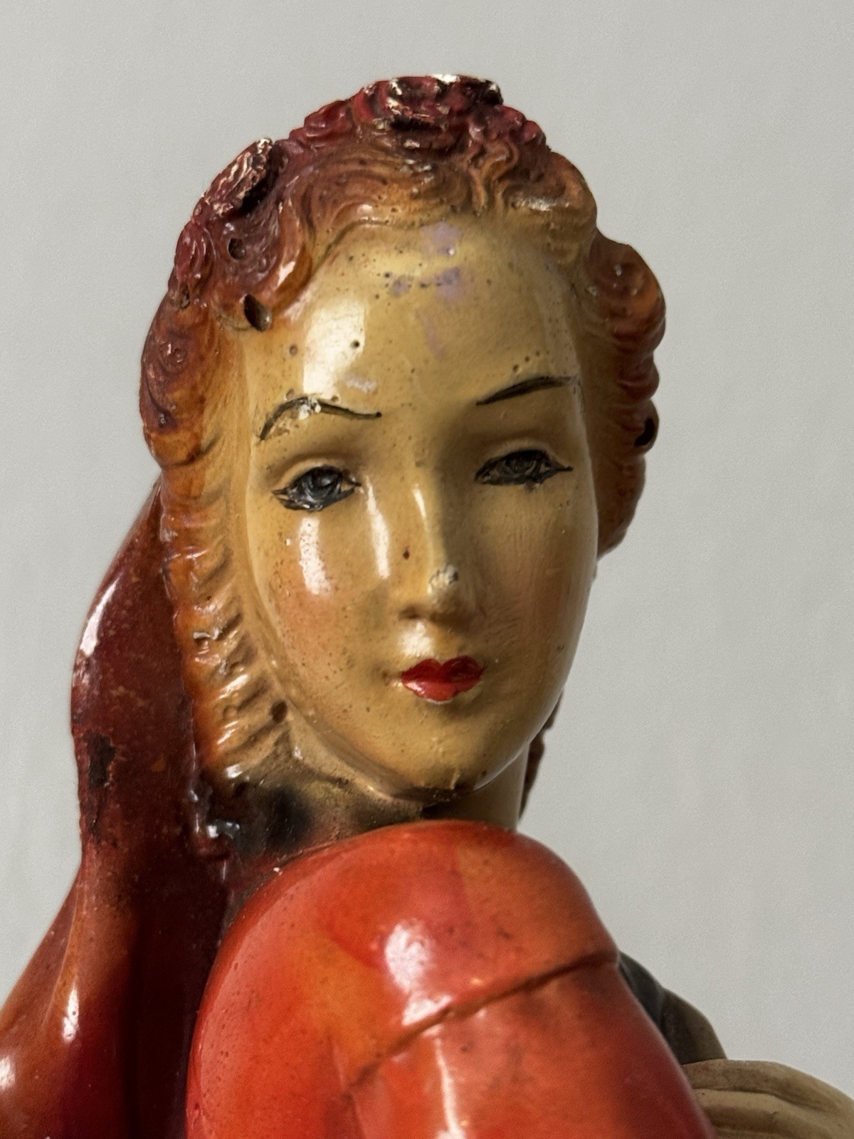 Antique 1930s British sculpture of a dancing lady Reg. No. 825799. composite 12”