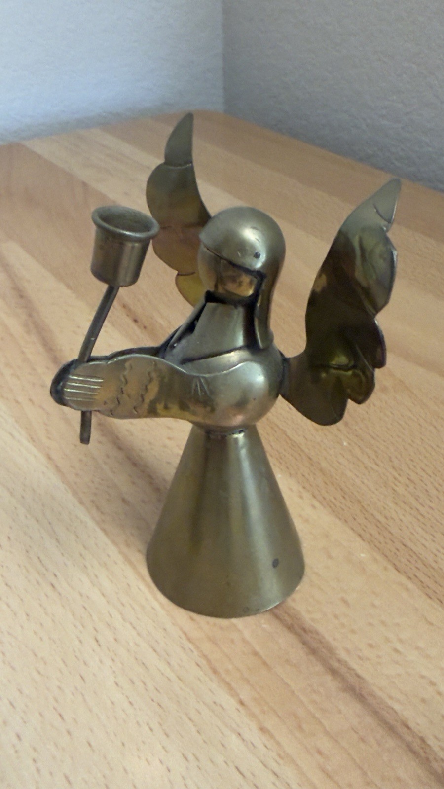 Vintage Metal Angel Figurines Set Brass Christmas Decor Religious Miniature