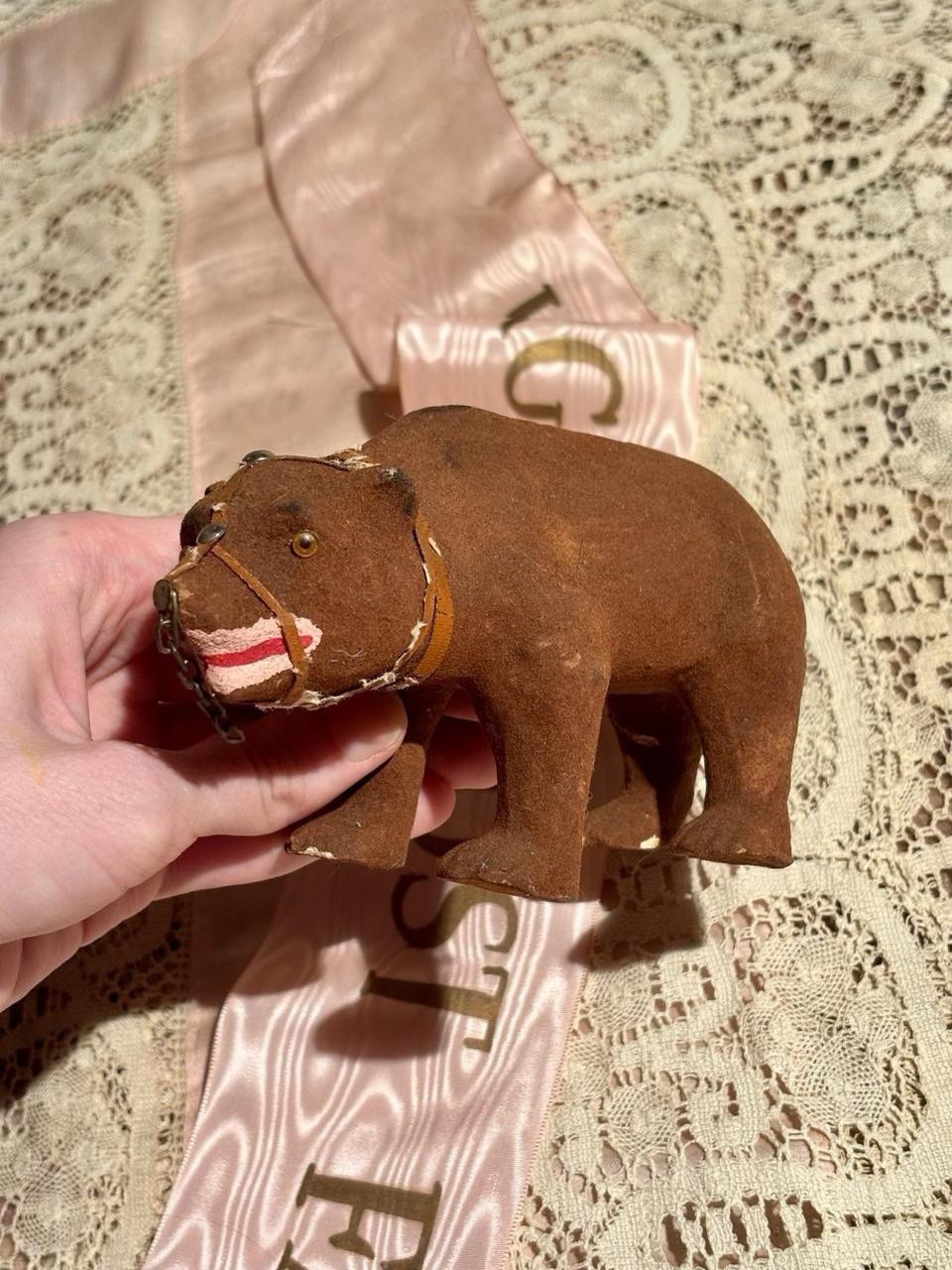 1930s–1940s Flocked Papier Mache Circus Bear Figure