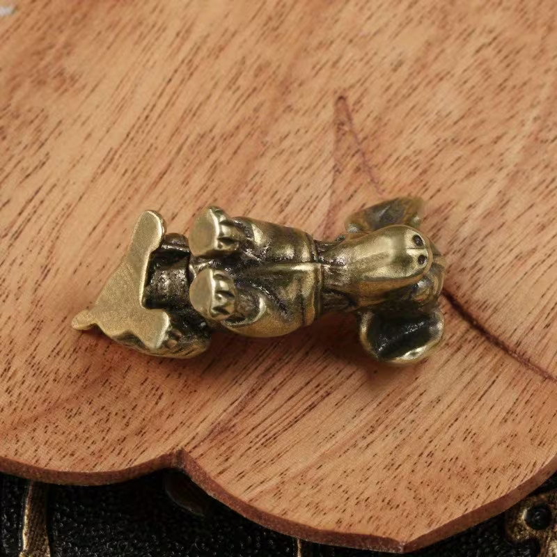 1pc Solid Brass Small Dog Figurine, Vintage Collectible Desk Decor +?