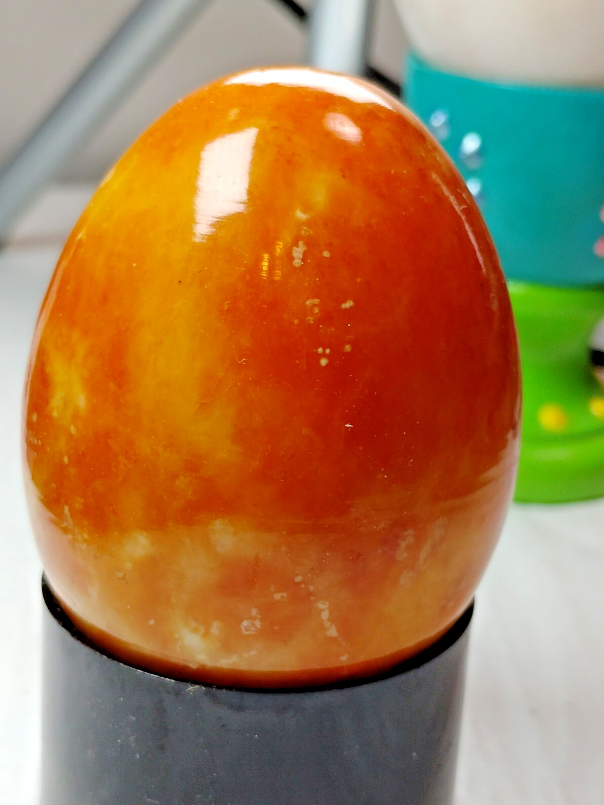 ITALY SOLID QUARTZ MARBLE MULTI COLOR ORANGE EGG