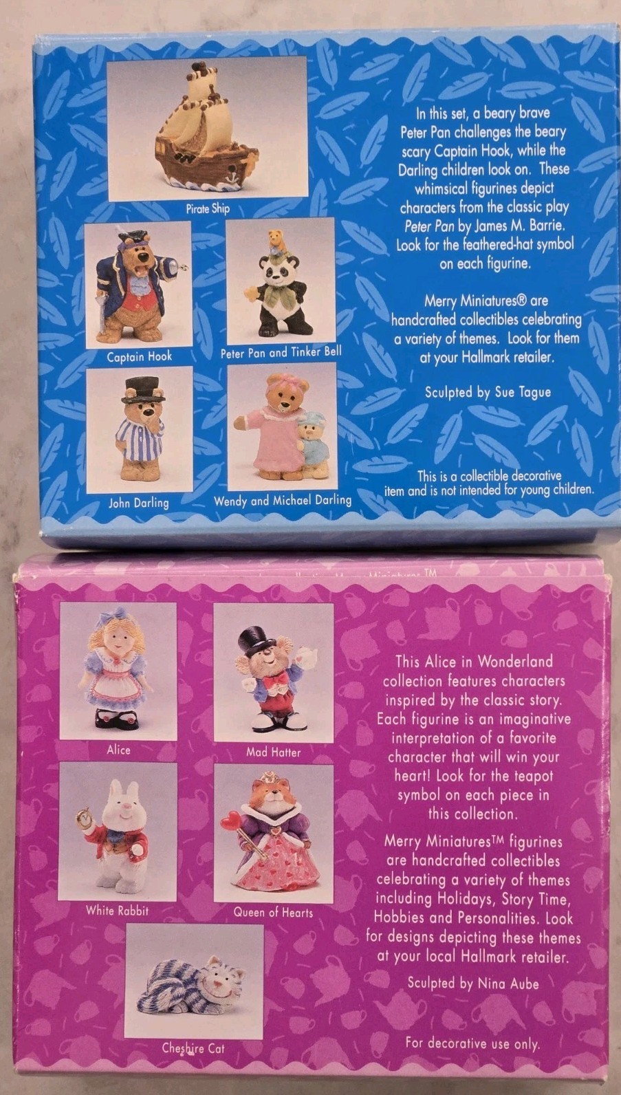 **NIB** Vtg Hallmark Merry Miniatures PETER PAN and ALICE IN WONDERLAND (FJ)