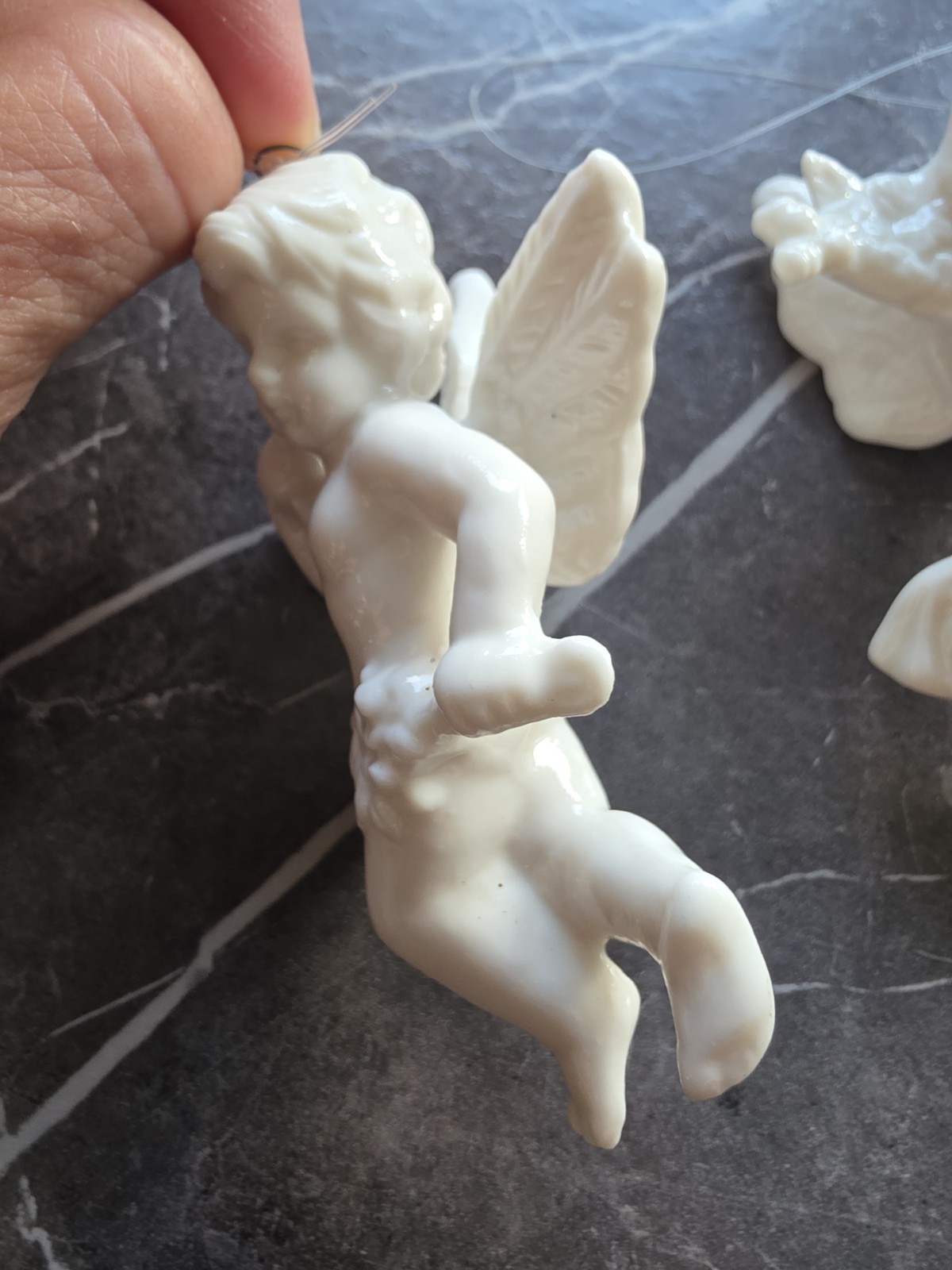 2 Cherubs Angels Wall Decor Putti Romantic French Cottage Vtg Christmas Ornament