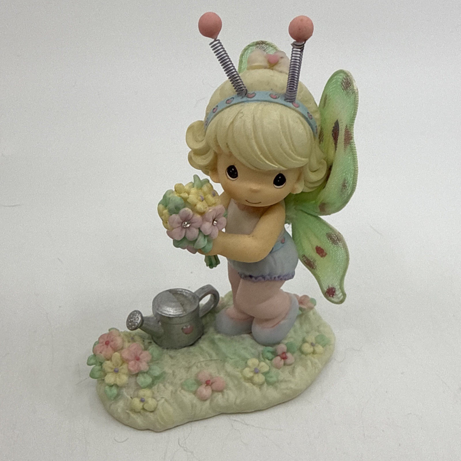 Precious Moments Cuddle Bear Collection Fairy Girl butterfly Flowers 4” Tall