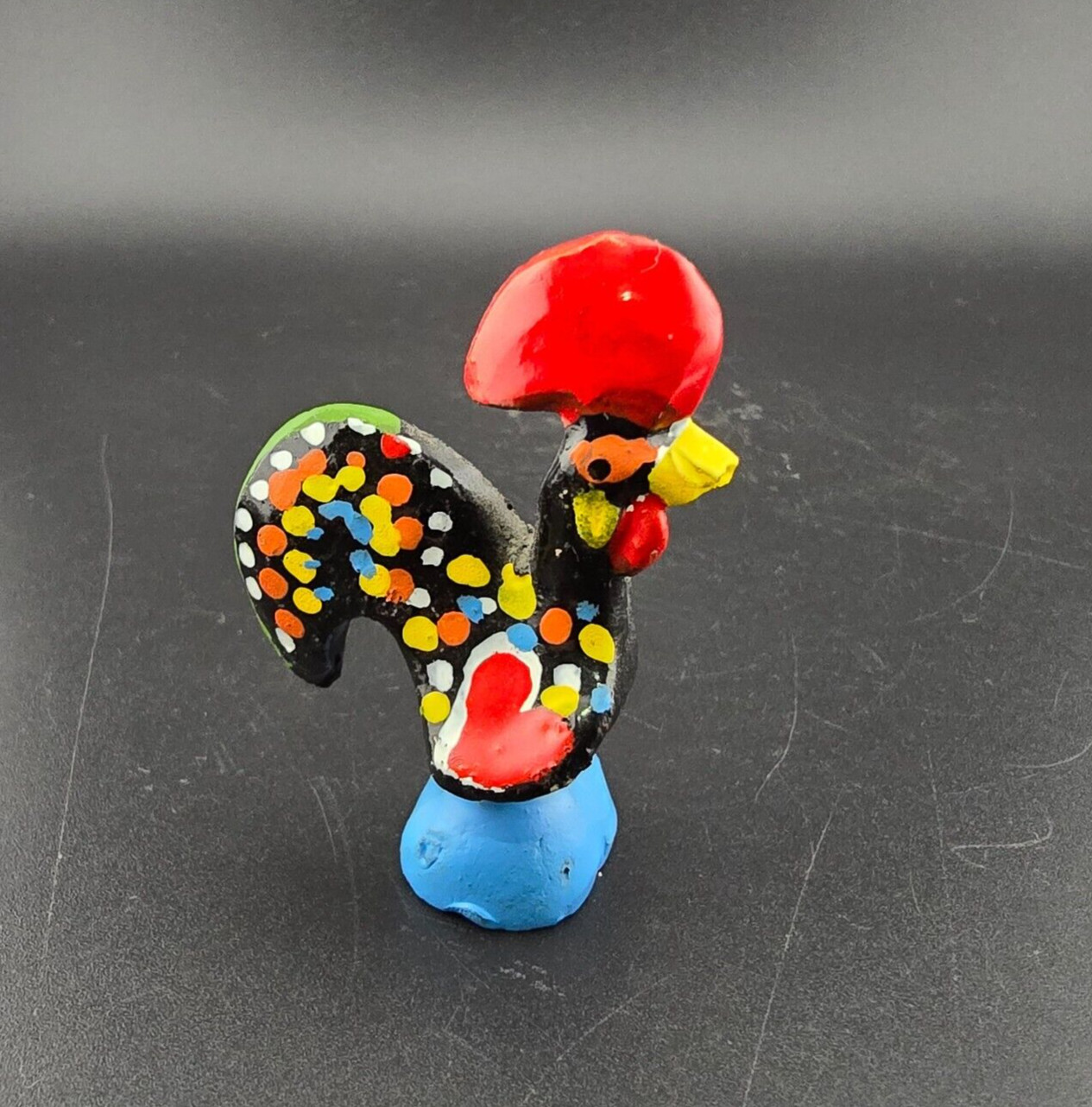 Miniature Folk Art Lucky Chicken Portugal Figurine 1.25″ tall