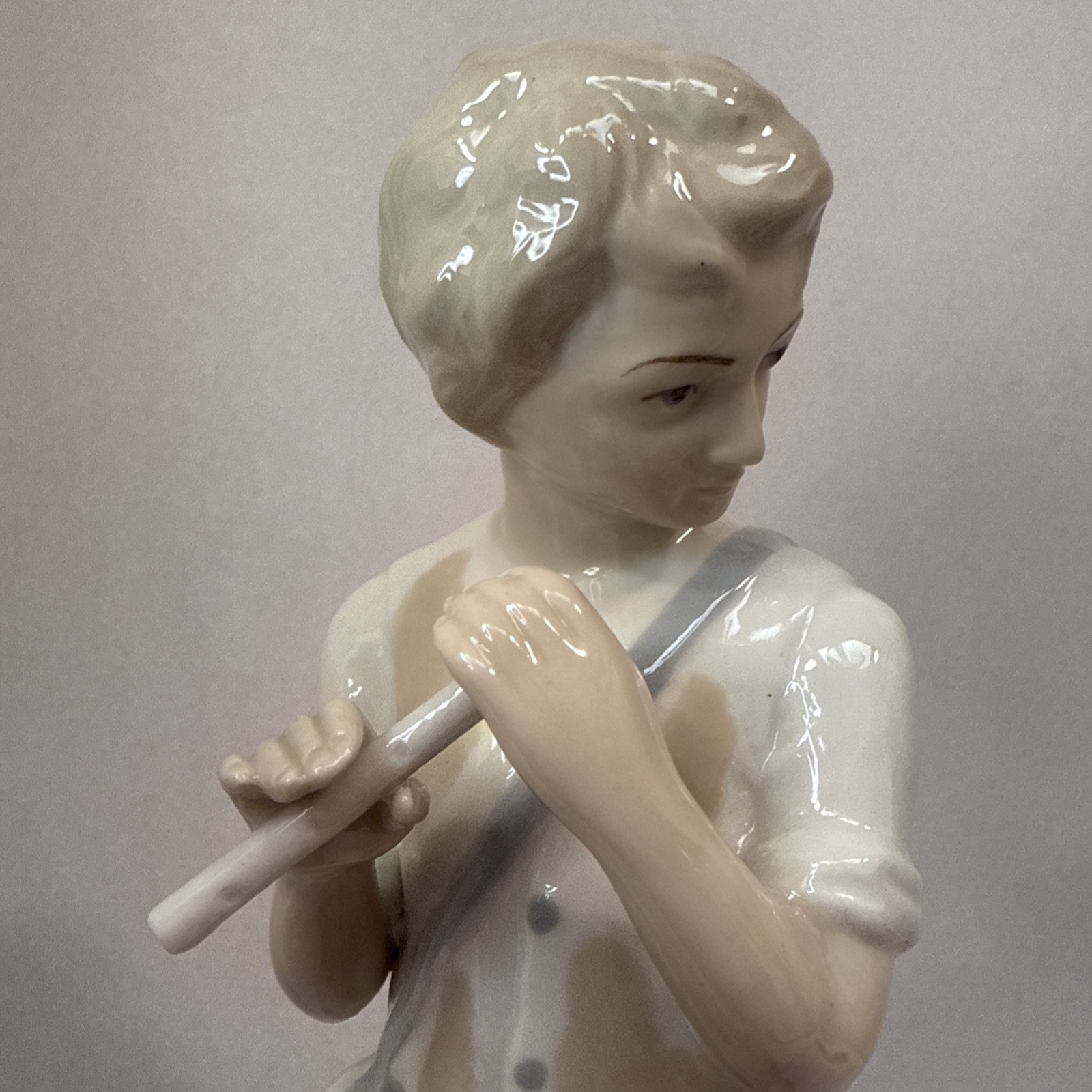 LLADRO CASCADES STYLE BOY WITH FLUTE Figurine 12.5” Damaged Flute