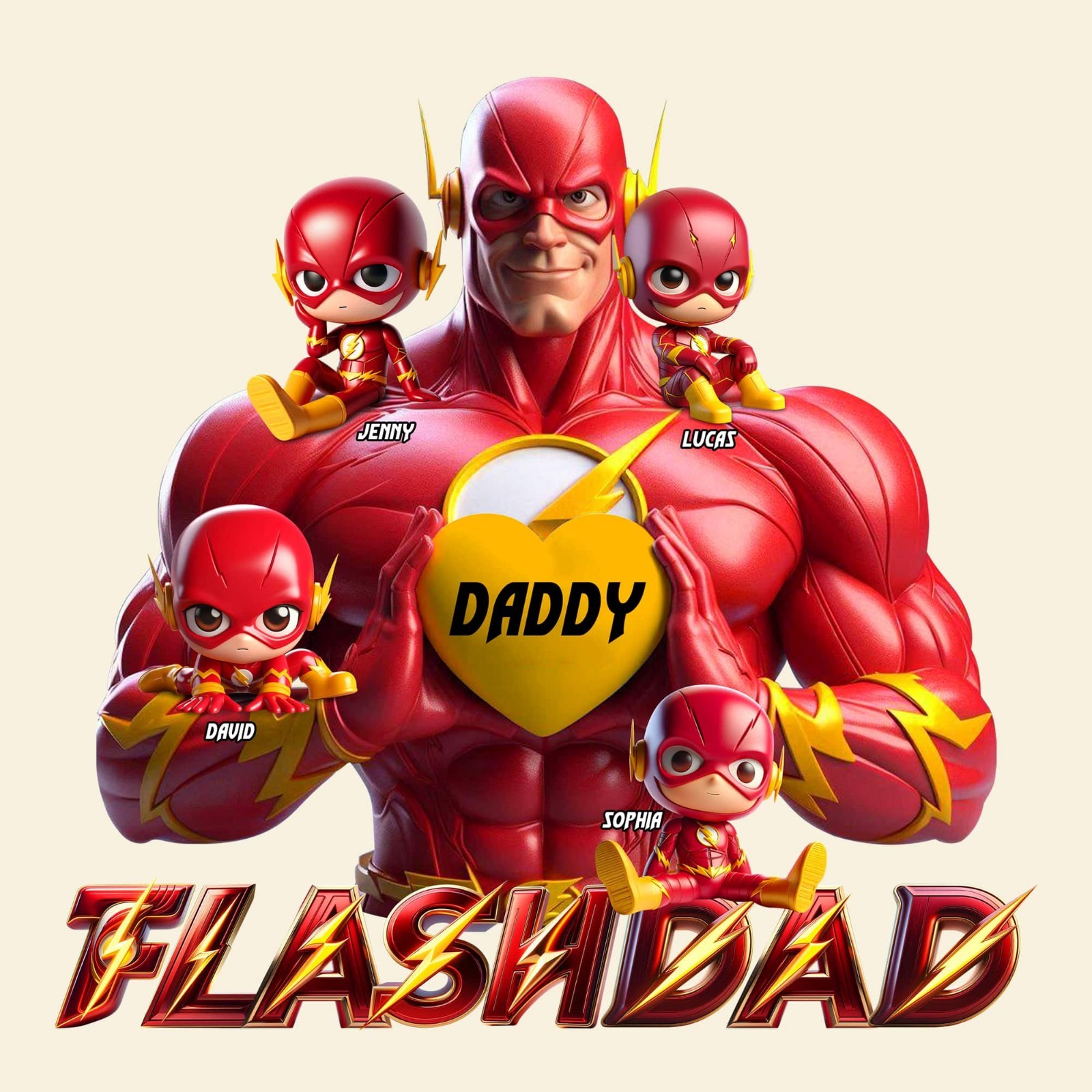 Personalized Superhero Flash Dad Kid Acrylic Plaque Wooden Block Desk Decor Gift