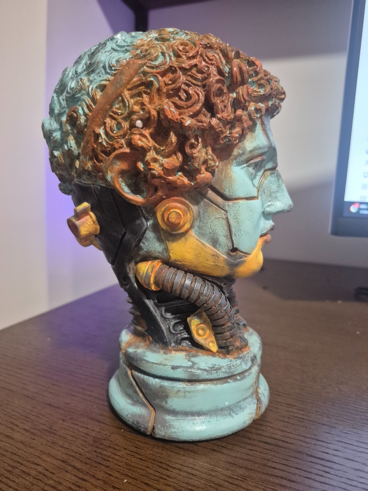 Cyborg Hermes Bust, Hermes Figure, Sci-Fi Art, Robotic Steampunk Statue 8.5 in