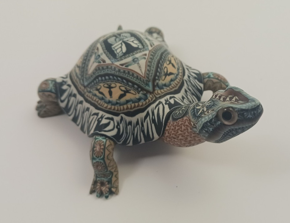 Jon Stuart Anderson Polymer Clay ~ 2005 Med. Turtle Good Condition Detailed Art