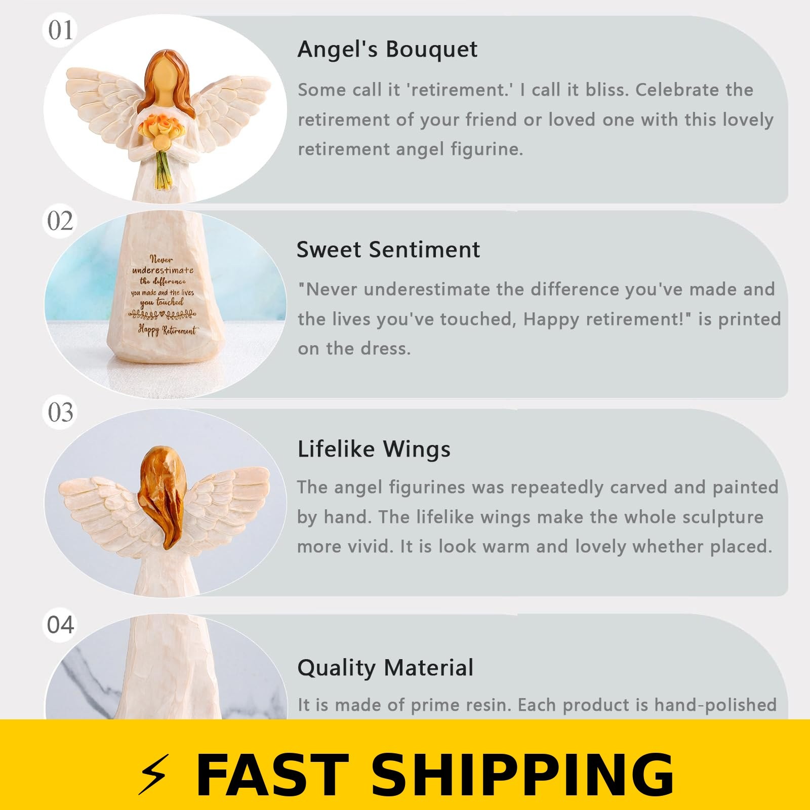 Kohehe 5.5” Angel Figurine – Retirement Gift for Women