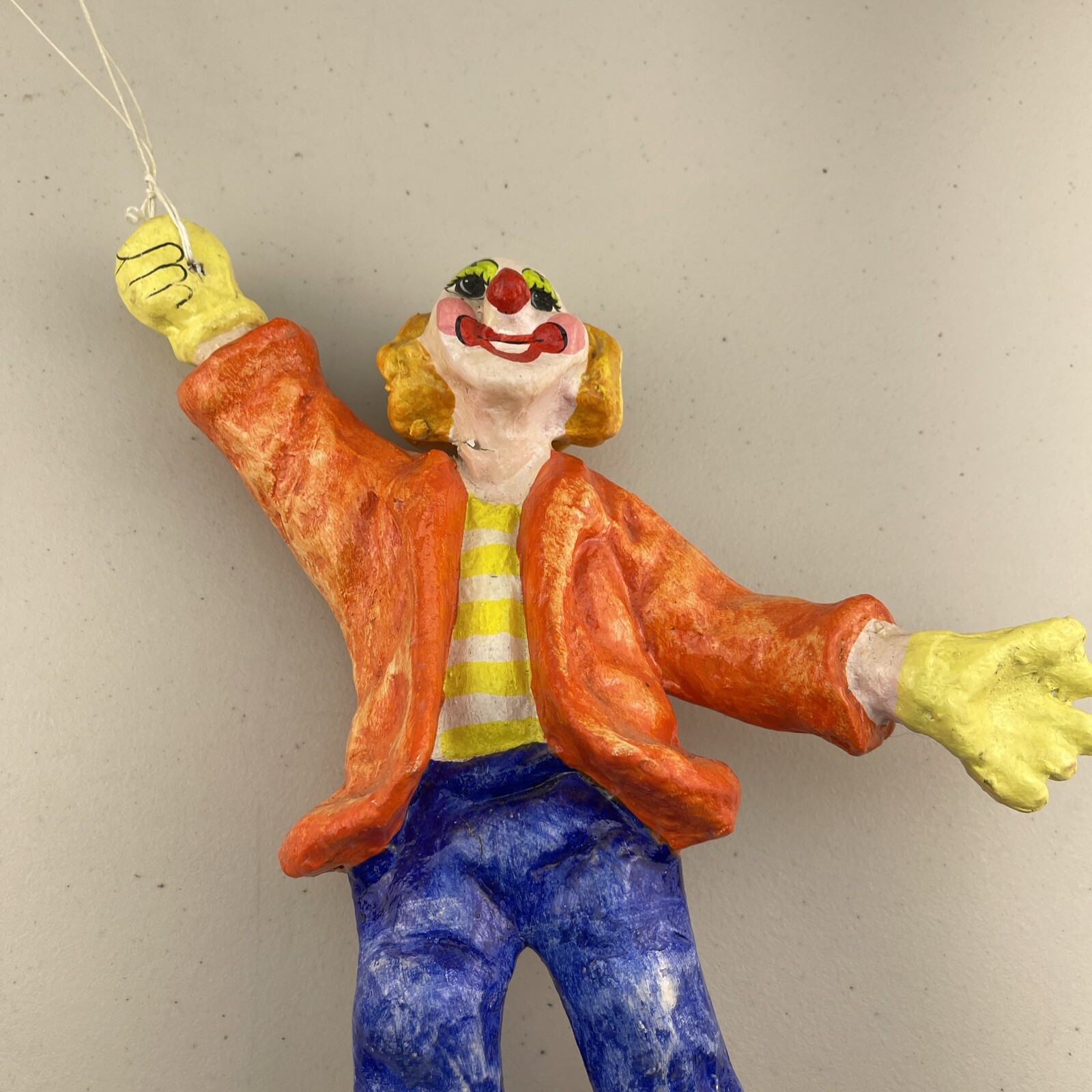 Vintage Hanging Paper Mache (13″) Clown 3 Balloons (5″) / Approx 24″ **READ**