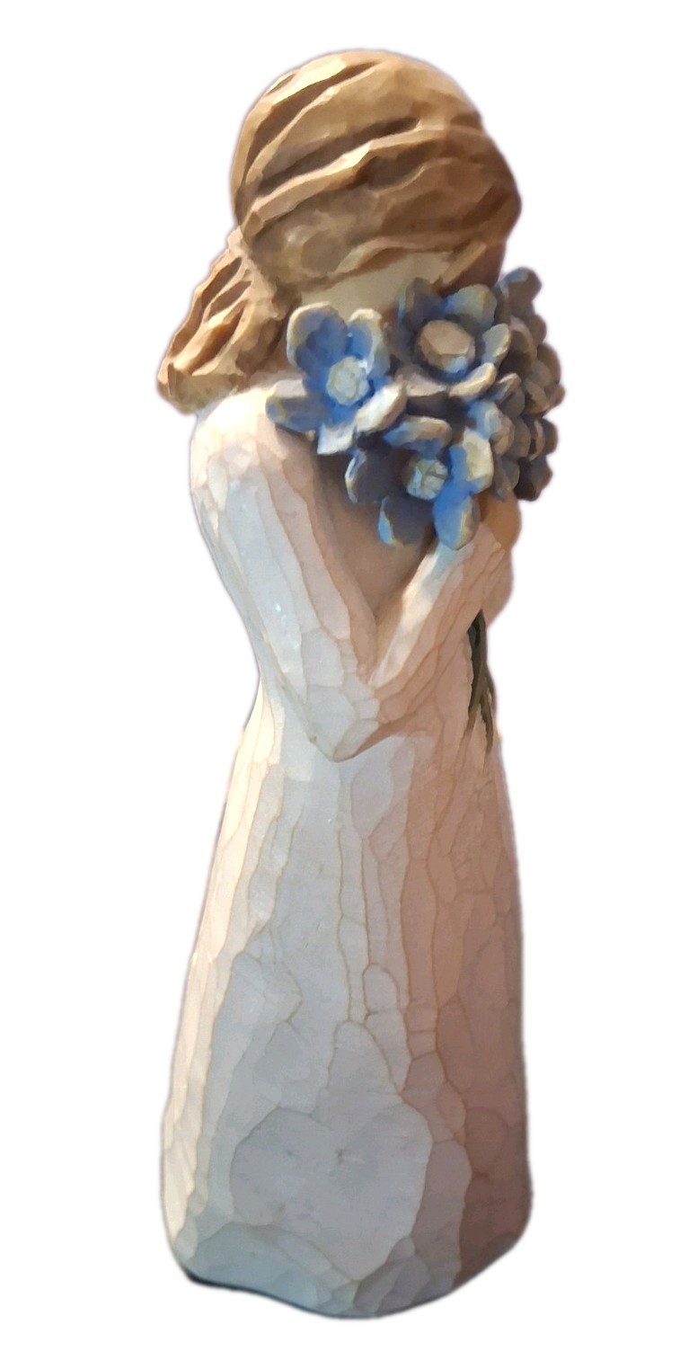 Willow Tree “Forget-me-not” Figurine, Blue Flowers, Susan Lordi Demdaco