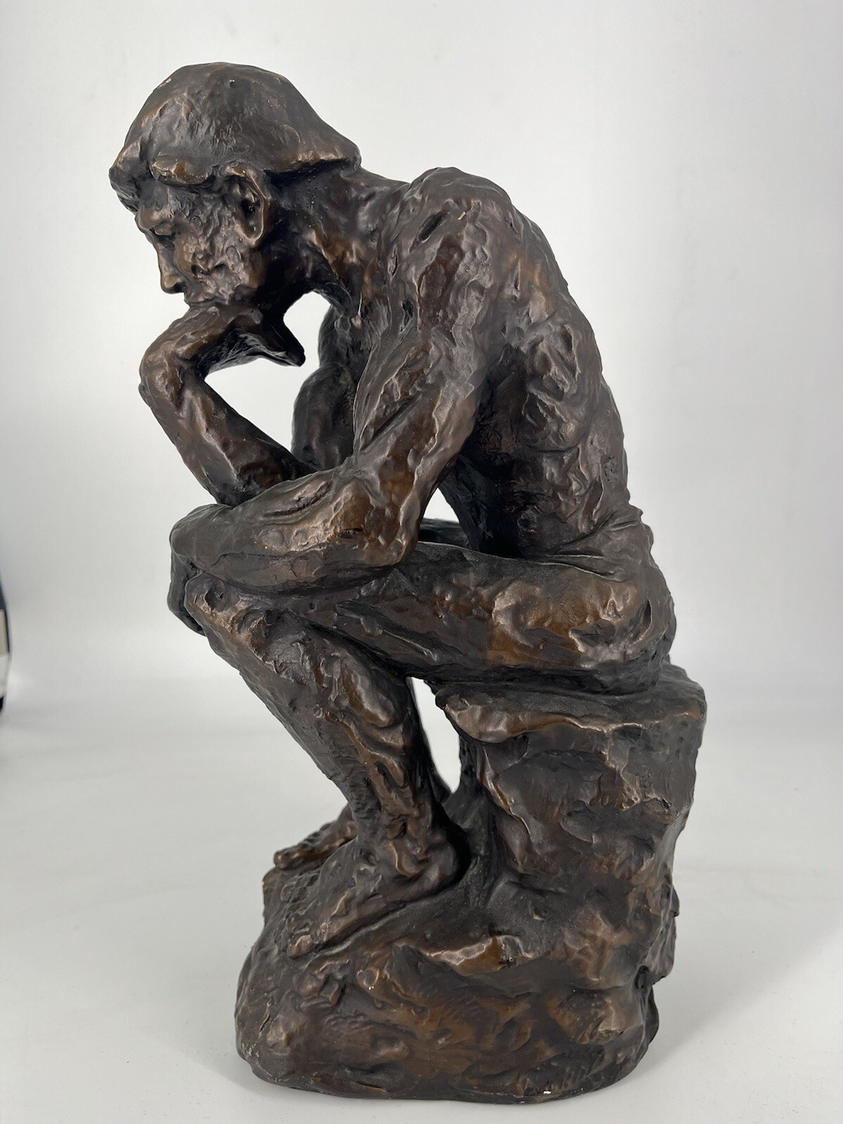 Vintage Marwal Chalkware Sculpture Statue THE THINKER Signed 16” Figure Decor