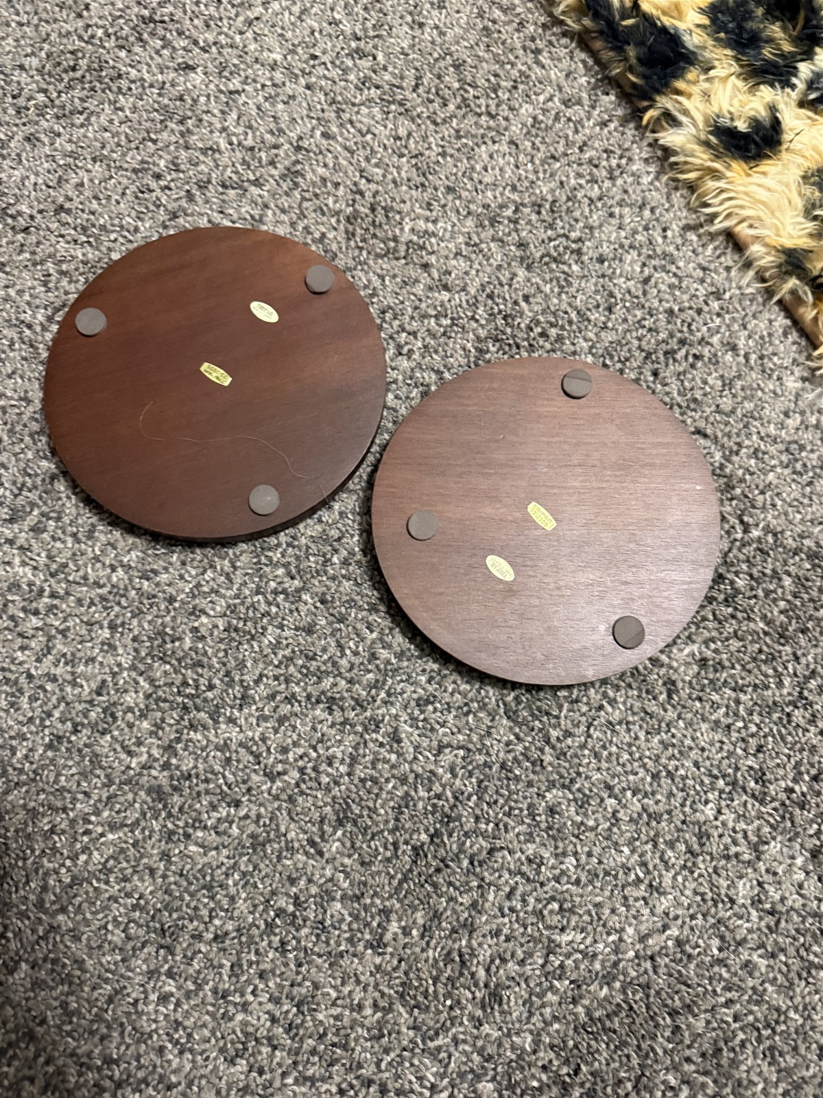 Round Wood Display Stand Base With Recessed Ring Tripar Taiwan Set Of 2