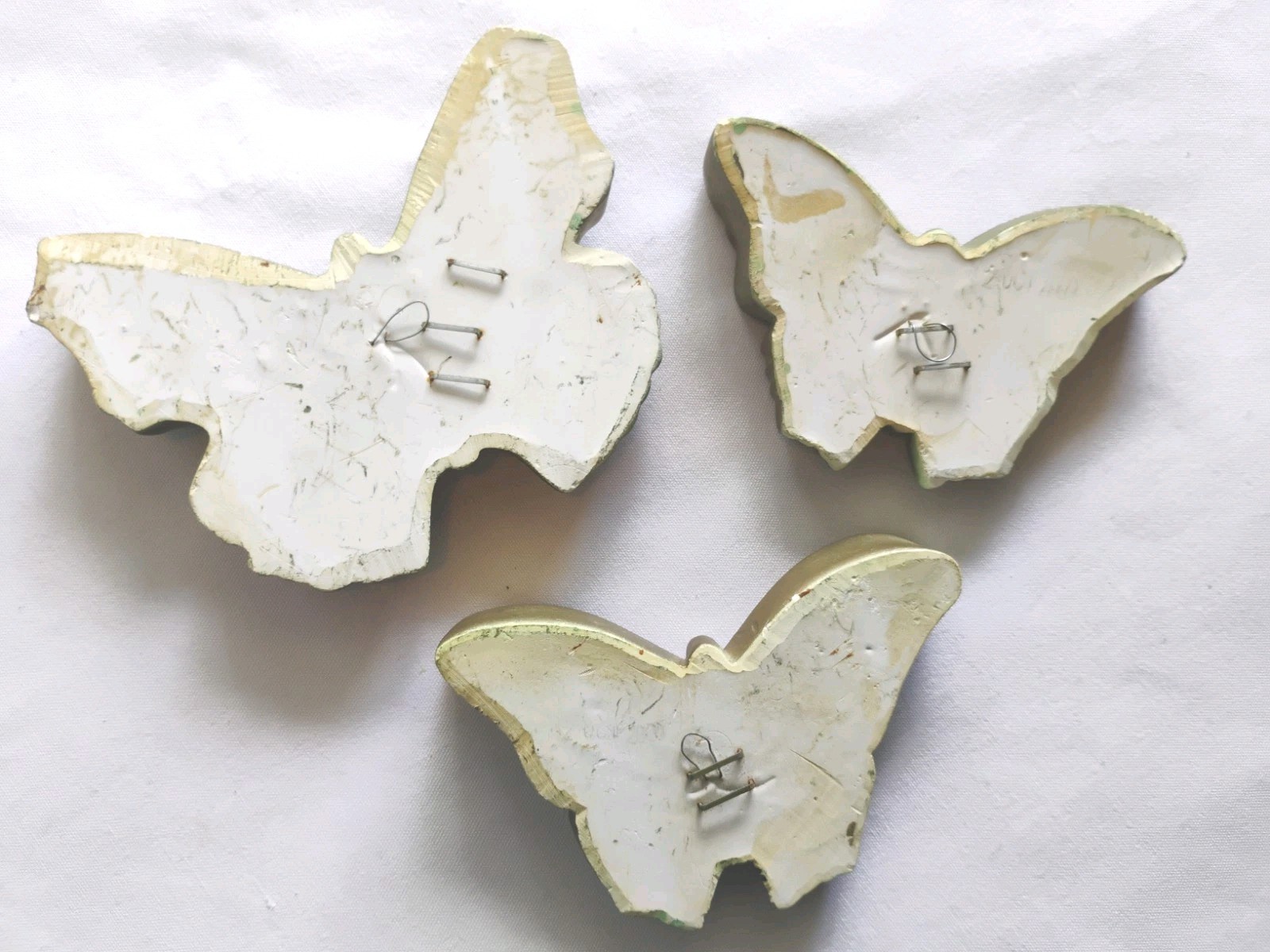 3 Pc Vtg Chalkware Gold Butterflies Wall Hanging Decor 1983 Miller Studio