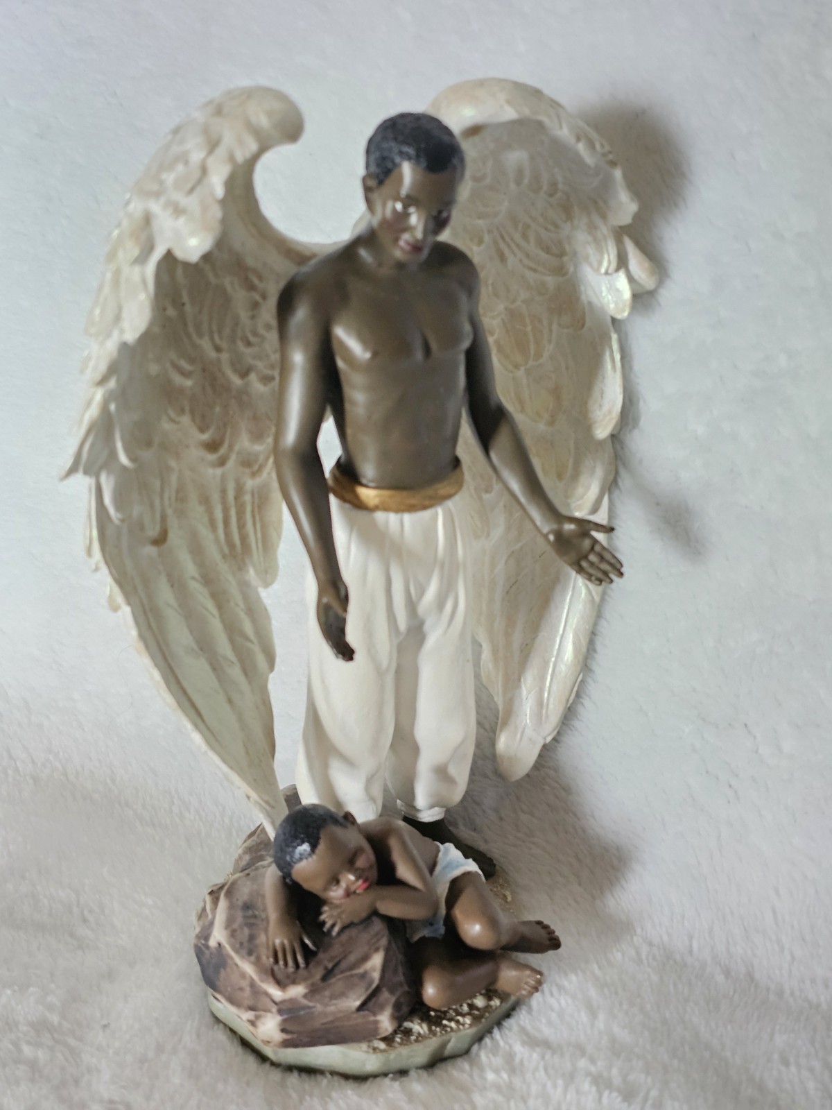 Vintage African American “Guardian Angel” Standing Guard Over Child