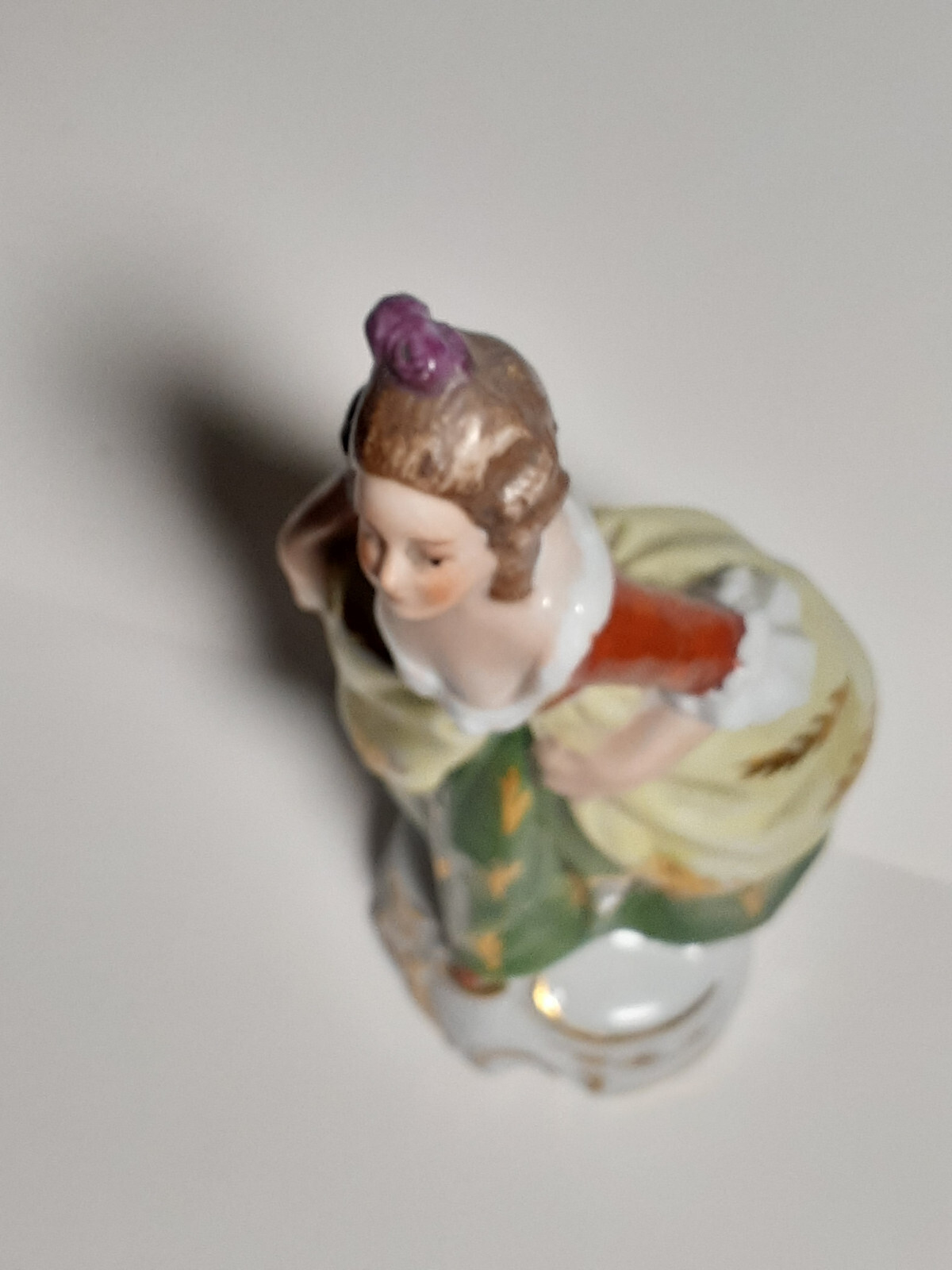 Vintage Hand-Painted Porcelain Figurine Lady in Gown No Markings 6.25 inches