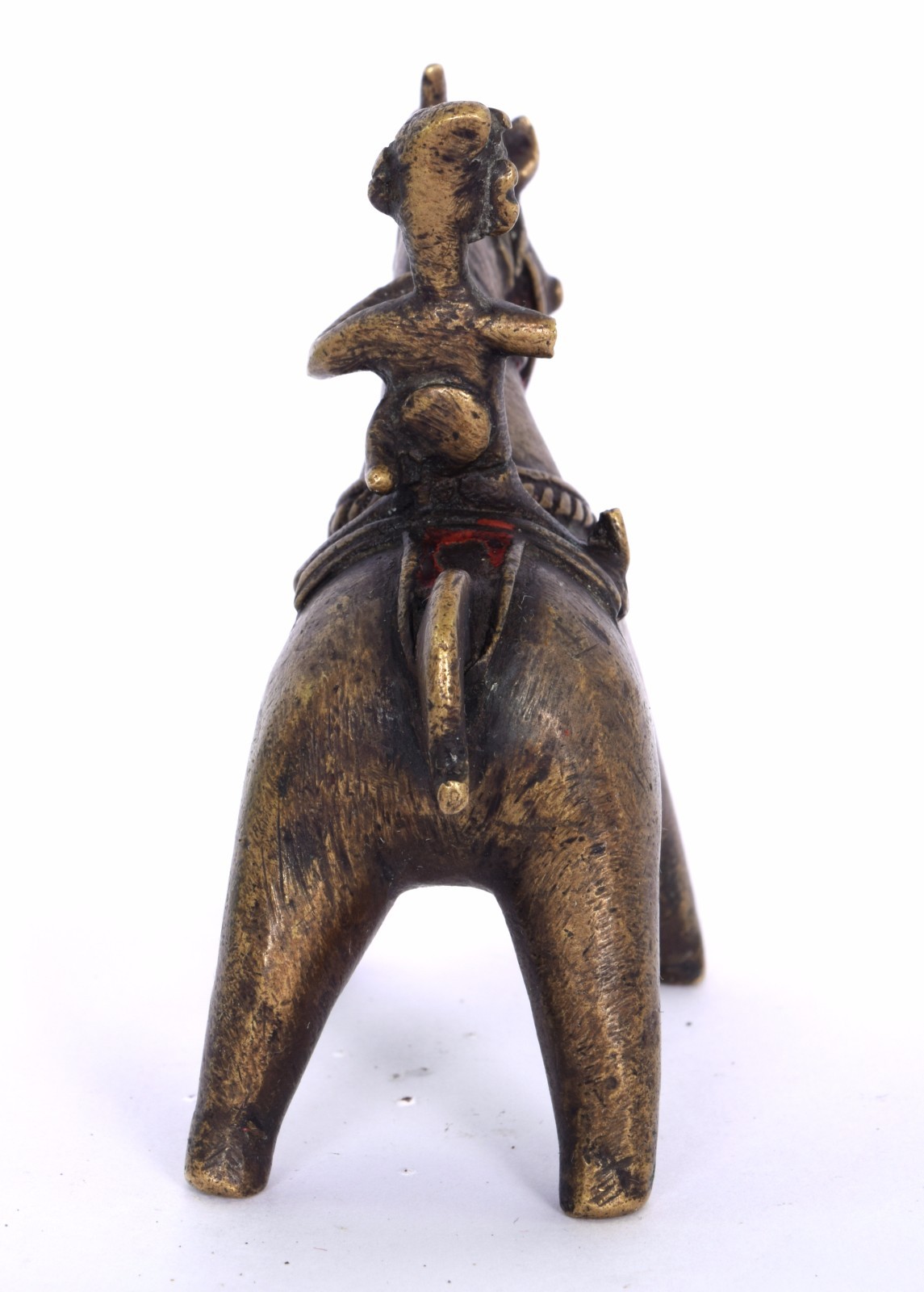 Antique Brass Horse Rider/Warrior lost wax cast Figurine, Rich Patina. G7-890