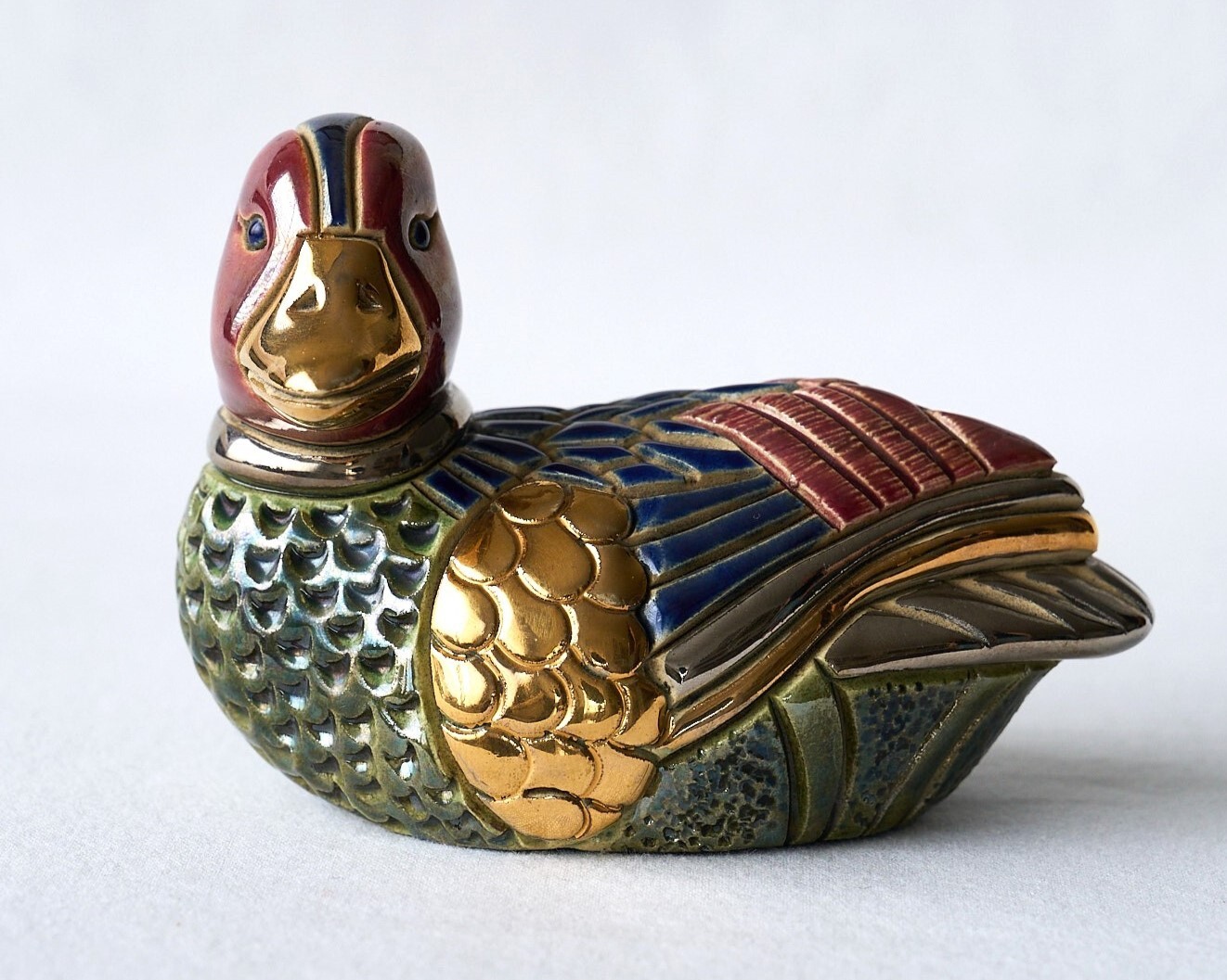 Artesania Rinconada Duck Figurine Gold Platinum Handmade in Uruguay 703 Silver